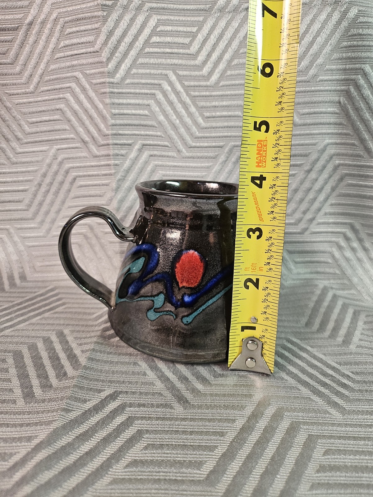 VTG Studio Pottery Coffee Mug Tea Cup 12oz Handmade Artist Lamb USA 1994
