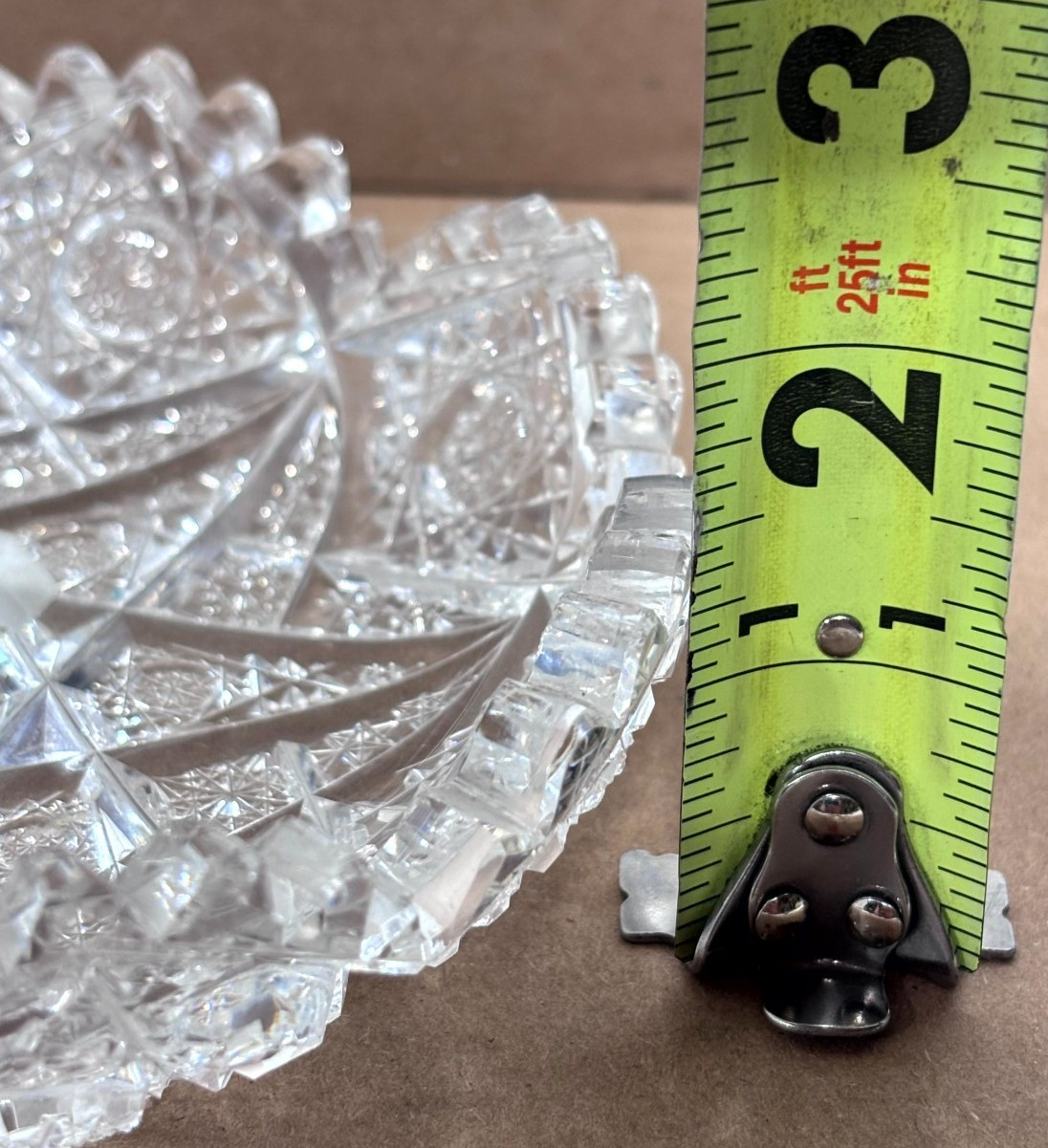 Signed Hawkes American Brilliant Cut Crystal Bowl 6.5″ Starburst ABP Dish
