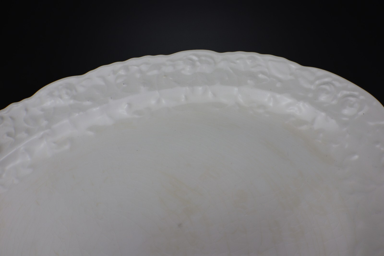 Pope Gosser Rose Point Oval SERVING PLATTER 13 1/4″ White Raised Roses Vintage c