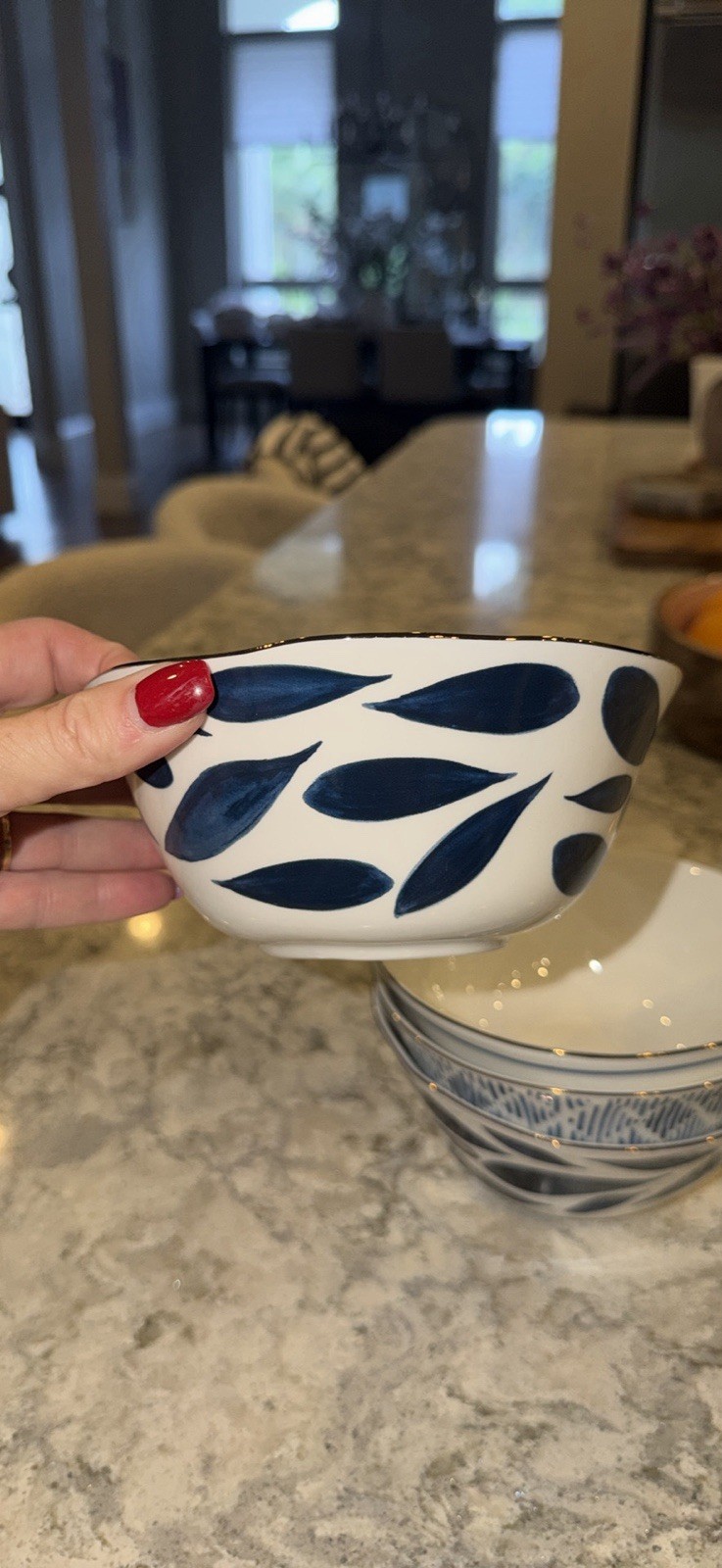 Lenox Blue Bay Bowls Set of 4 Porcelain Soup & Cereal Bowls | Asst Blue Patterns