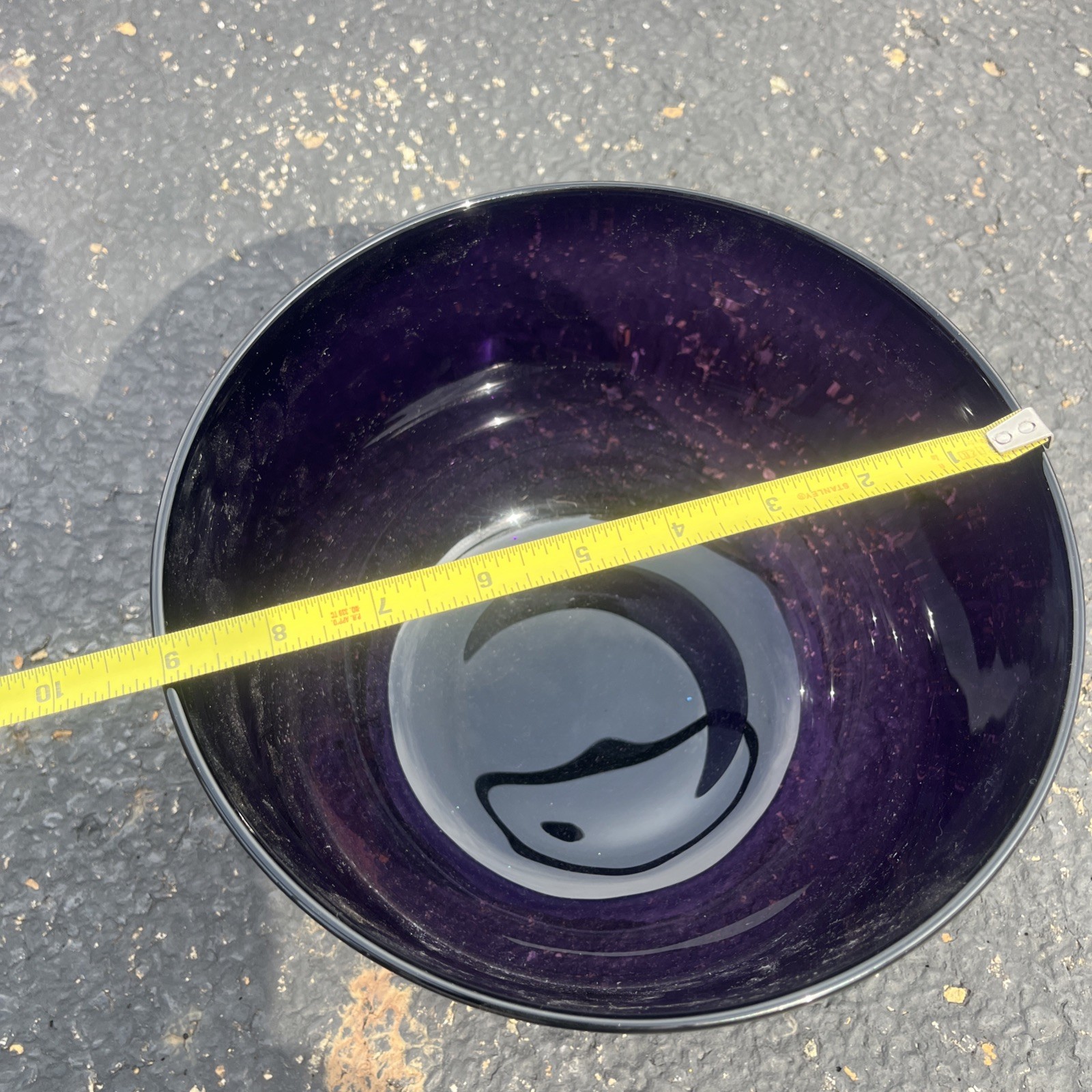 Vintage Amethyst Glass Large Mixing Bowl Hand Blown MCM Beautiful Purple
