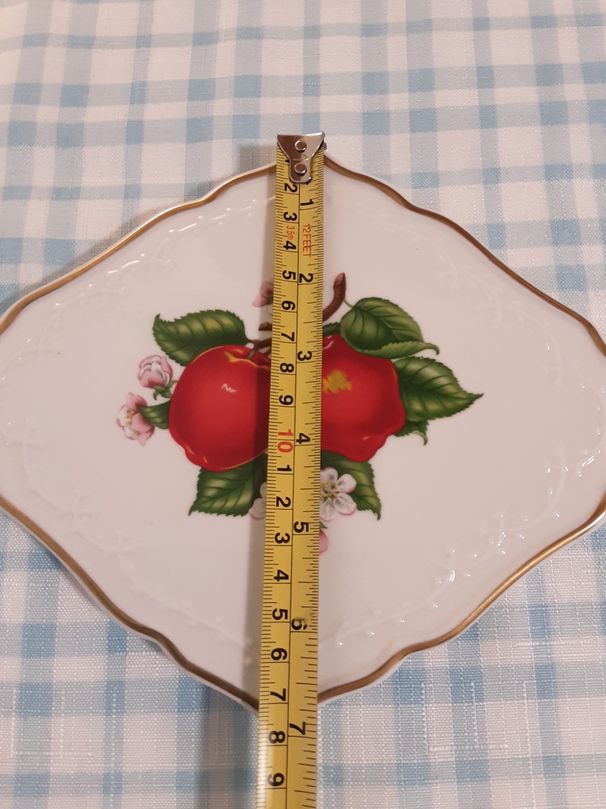 (2)1992 THE LENOX ORCHARD FINE 24K PORCELAIN TRIVETS SERIES FRUIT WALL PLAQUES