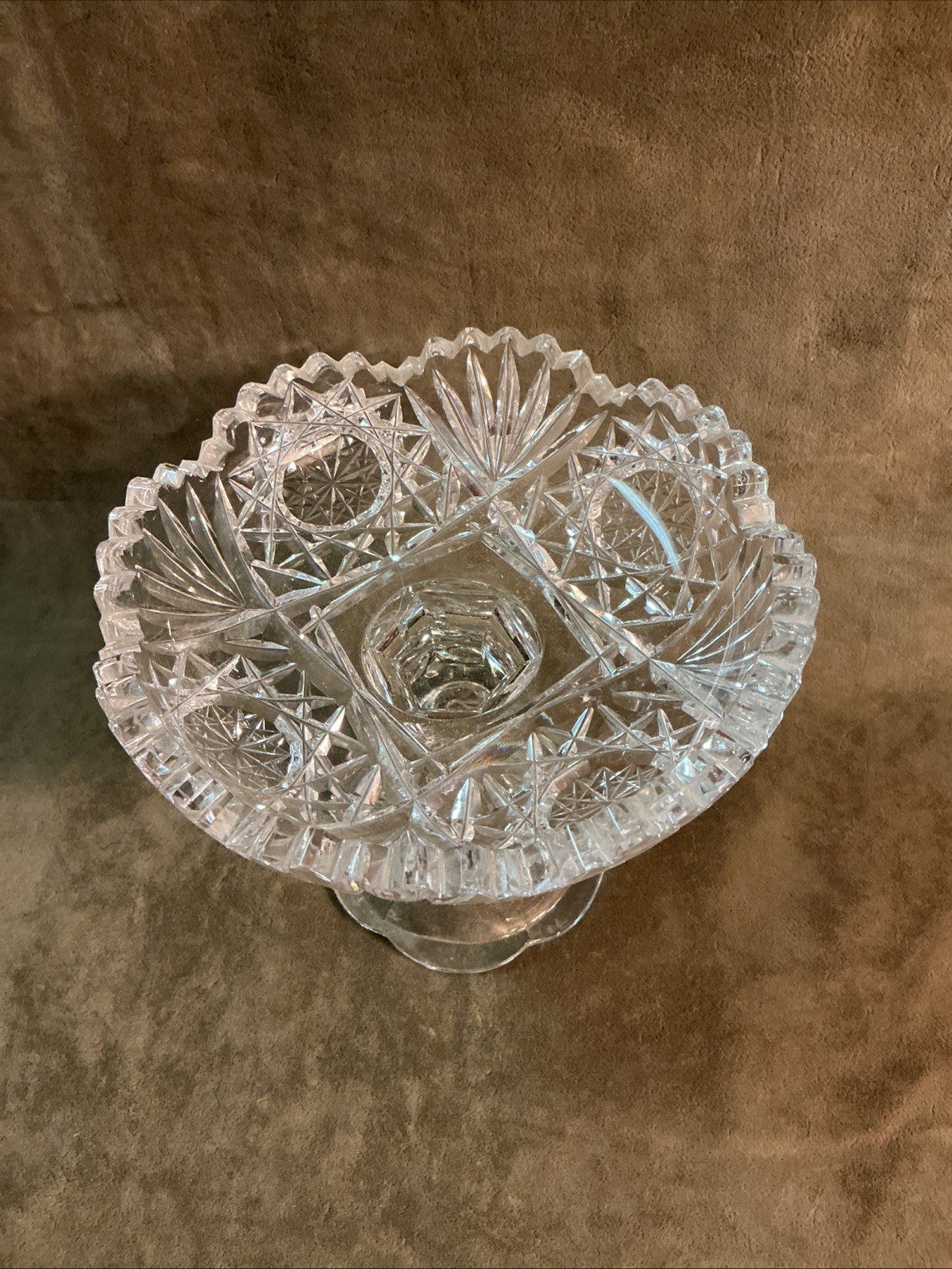 Dörflinger American brilliant Cut Glass Compote Hbstar And Fan Design