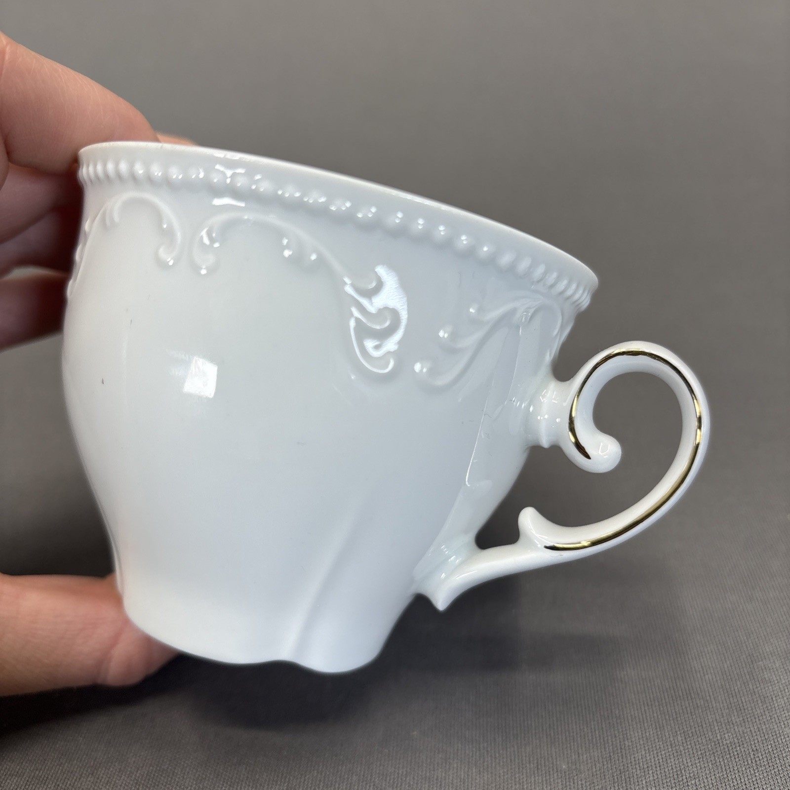 Mitterteich Bavaria Cup and Saucer Set of 4 Gold Trim Verge Embossed Scrolls
