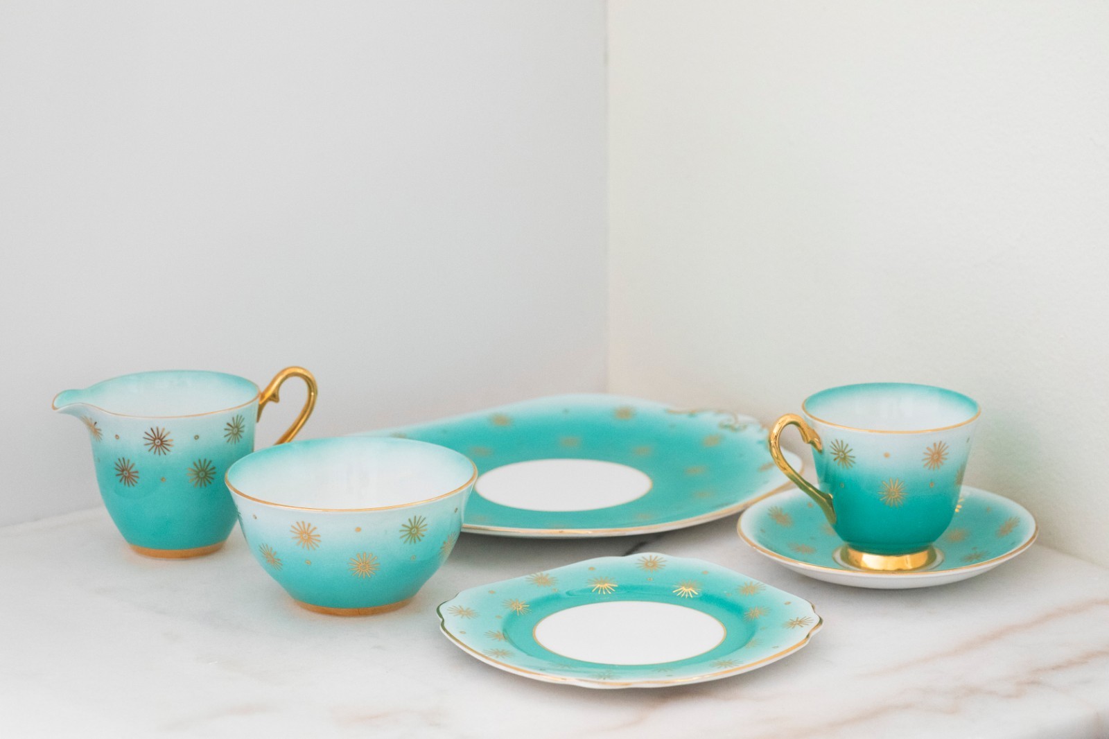 Windsor China England Coffee Tea Set for 4 w/ Creamer Sugar Serving Plate RARE
