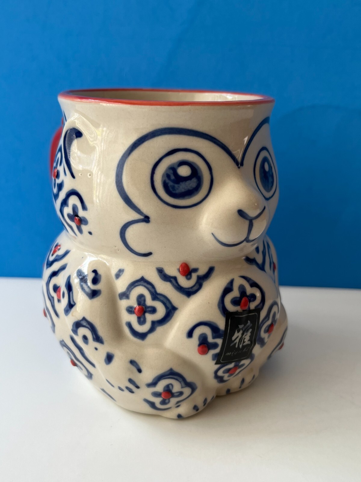 MIYABI YOKOHAMA STUDIO 3D Monkey Hand Painted COFFEE Tea Cup Mug Tail Handle