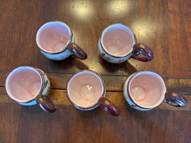 MCKENZIE CHILDS CHELSEA LUSTER TEA CUPS 2003 RARE LOT OF 5