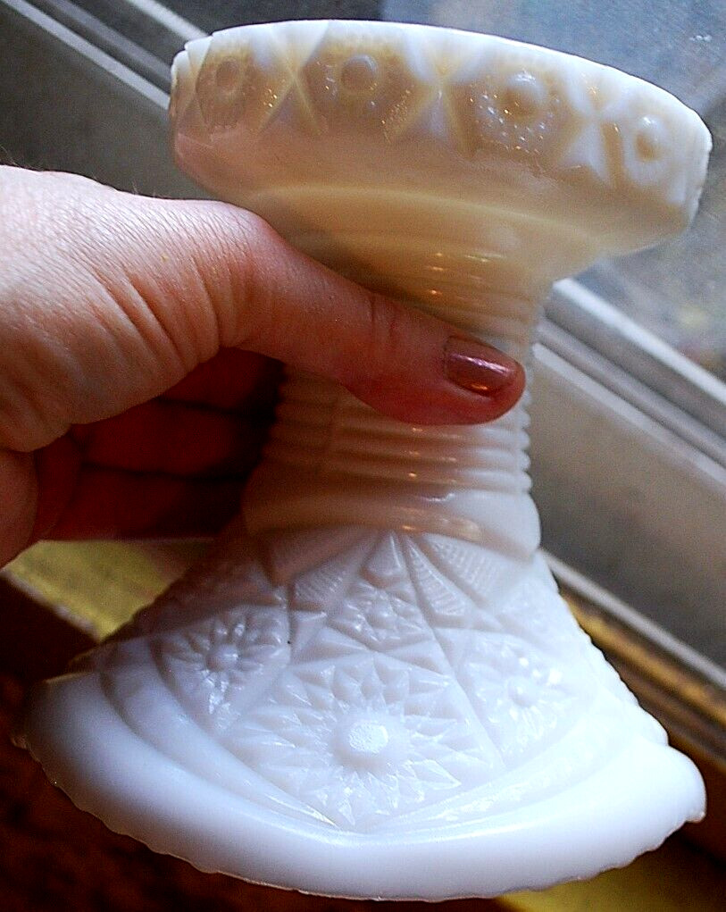 Vtg 1930s McKee THE CONCORD White Milk Glass PUNCH BOWL & PEDESTAL BASE SET 13″