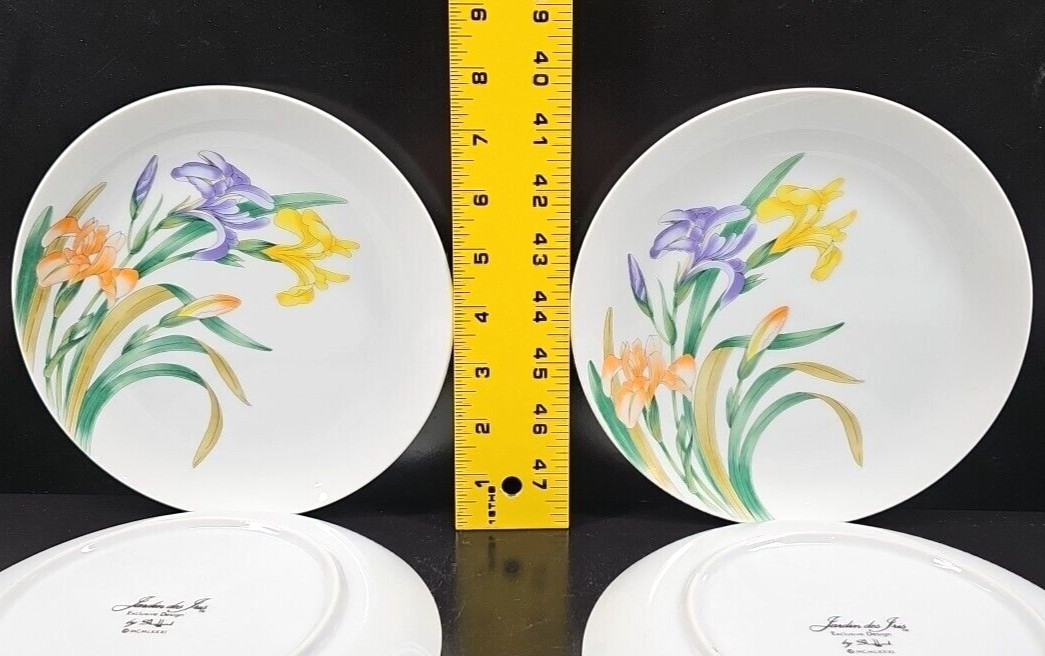 6 Shafford Jardin Des Iris Salad Plate Set Vintage Floral Dishes Japan Retro Lot