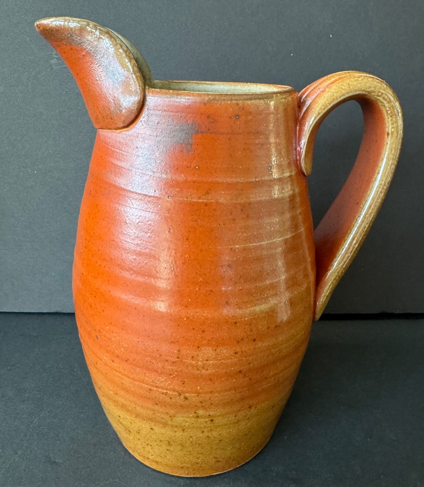 Contemporary handcrafted Sagger fire pitcher 9”