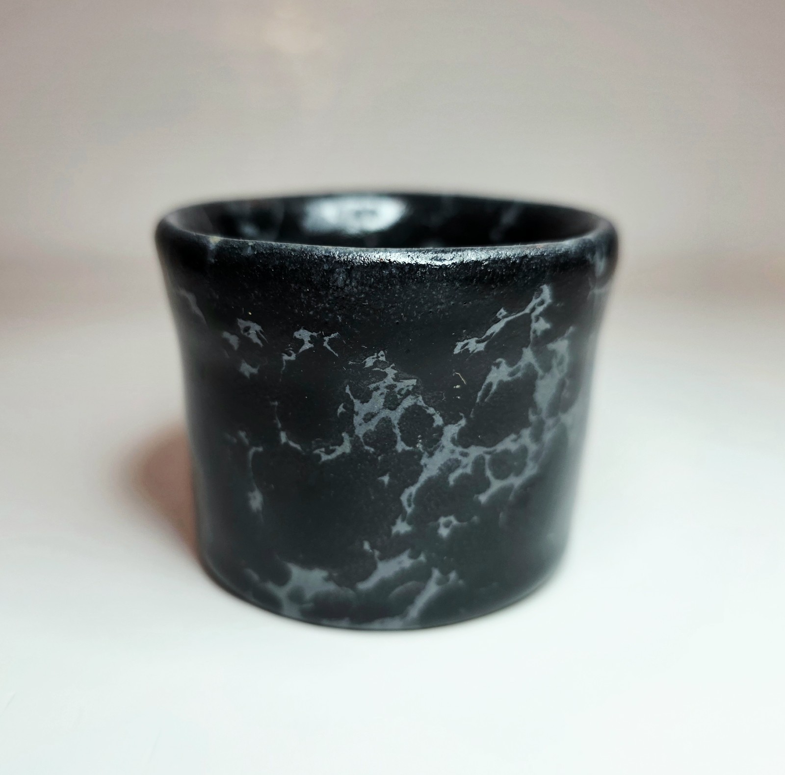 Rare Vintage Bennington Potters Black Agate Espresso Cup Saucer Set #1675 #1676