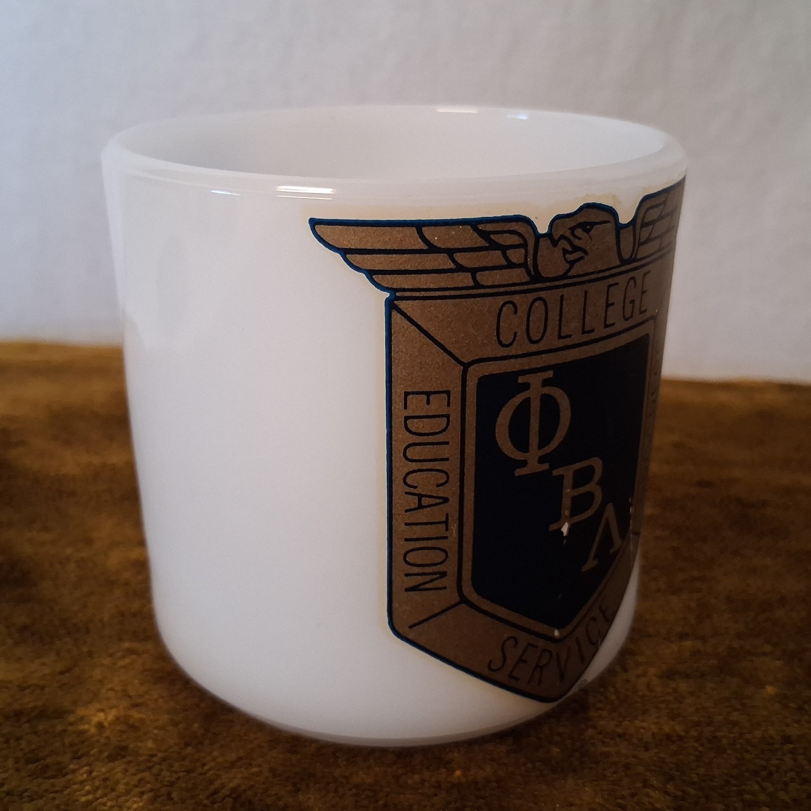 Vintage Federal Milk Glass Mug Phi Beta Lambda FBLA Future Business Leaders
