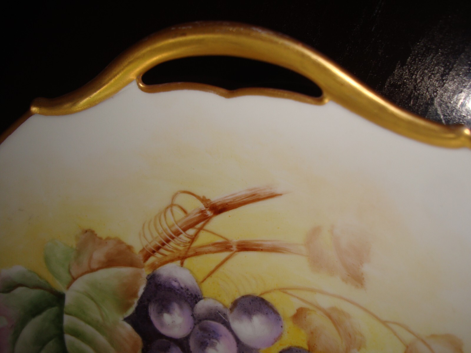 ANTIQUE LIMOGES FRANCE HAND PAINTED CAKE PLATE, TRAY, GRAPES, 10″