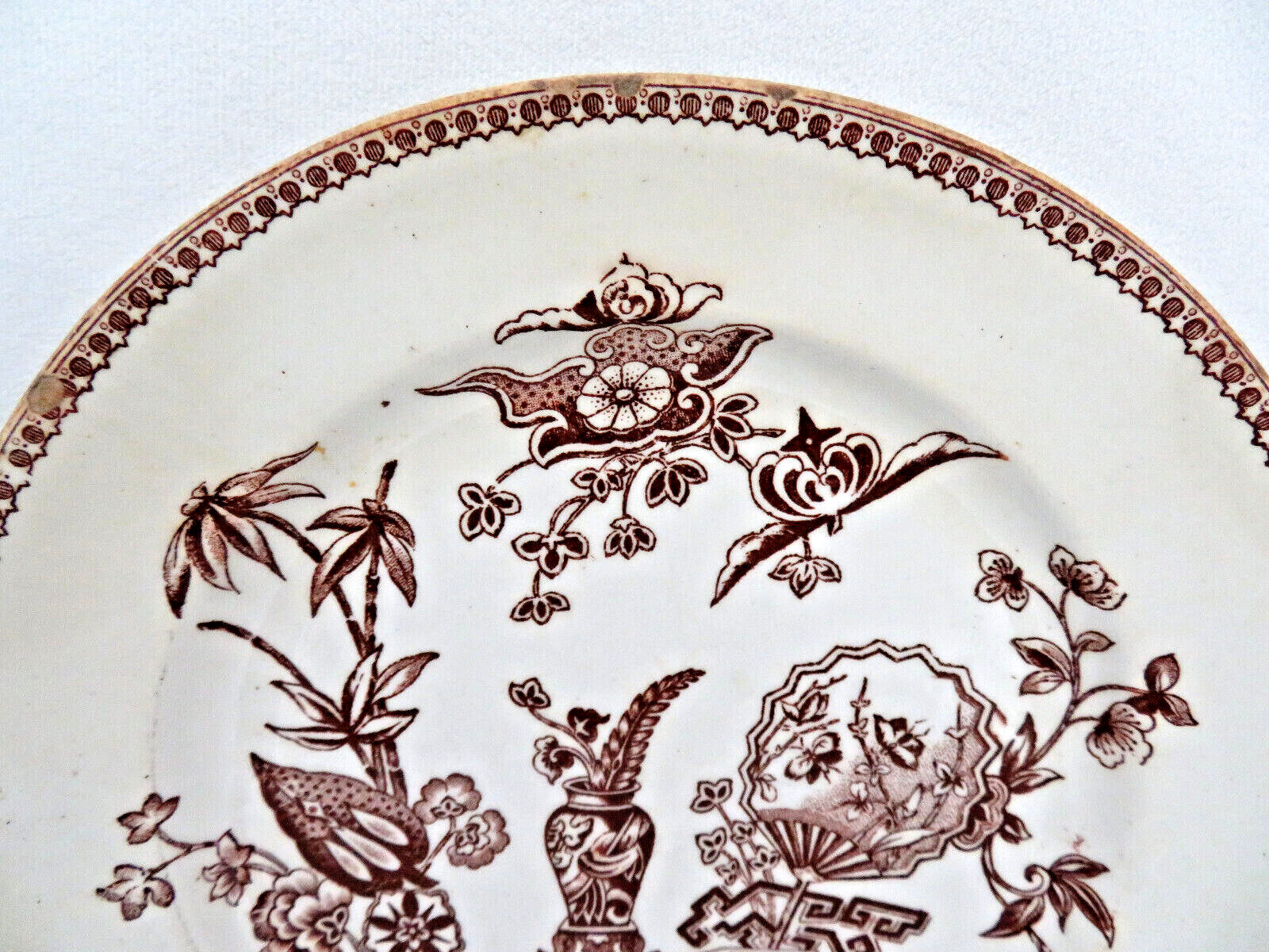 Antique Elsmore Staffordshire England Aesthetic Brown Transfer Ware Salad Plate