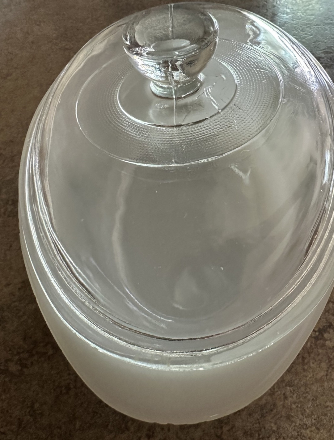 Vintage Glasbake Casserole Dish J235 ~ 1 QT Green Daisy Milk Glass Oval With Lid
