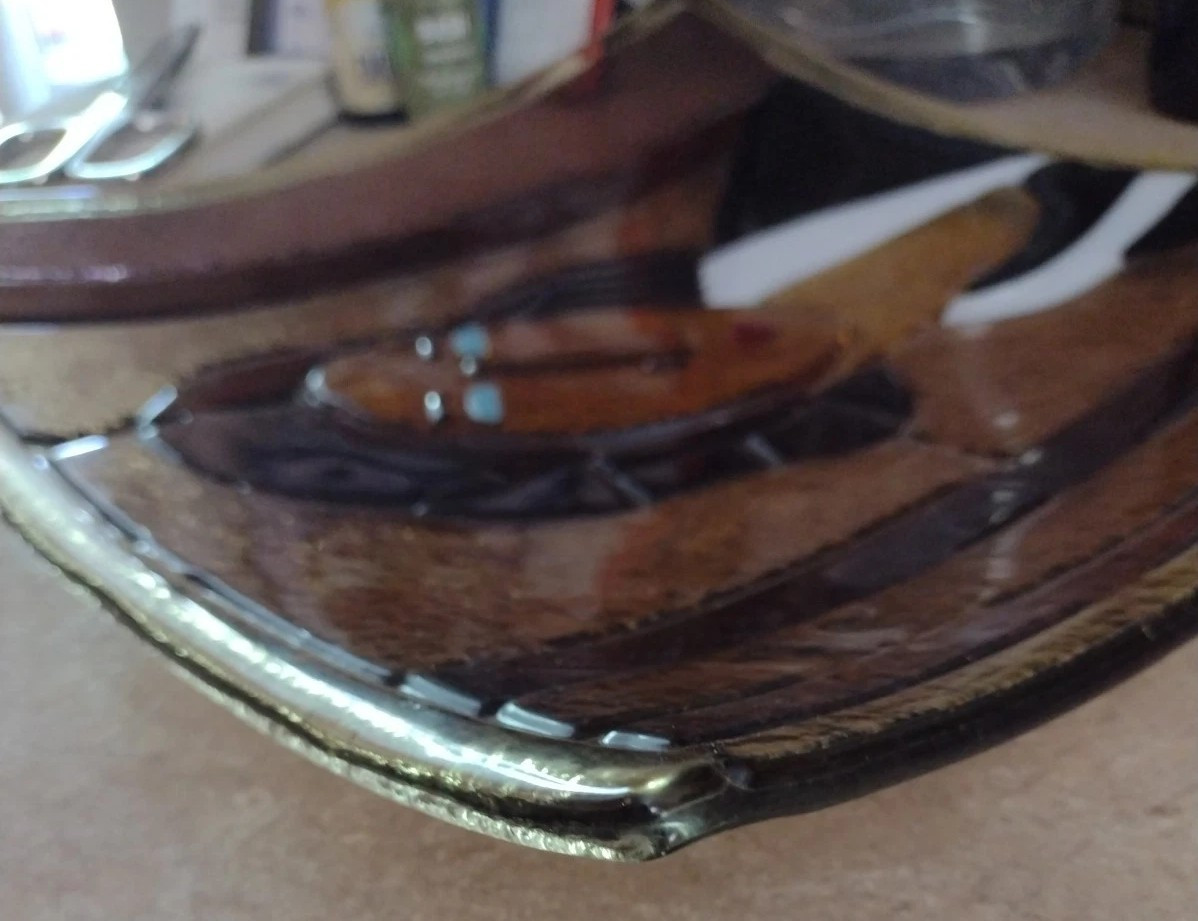 Omaggio a Modigliani Square Art Platter Fused Glass Blue Eyes Handmade Signed