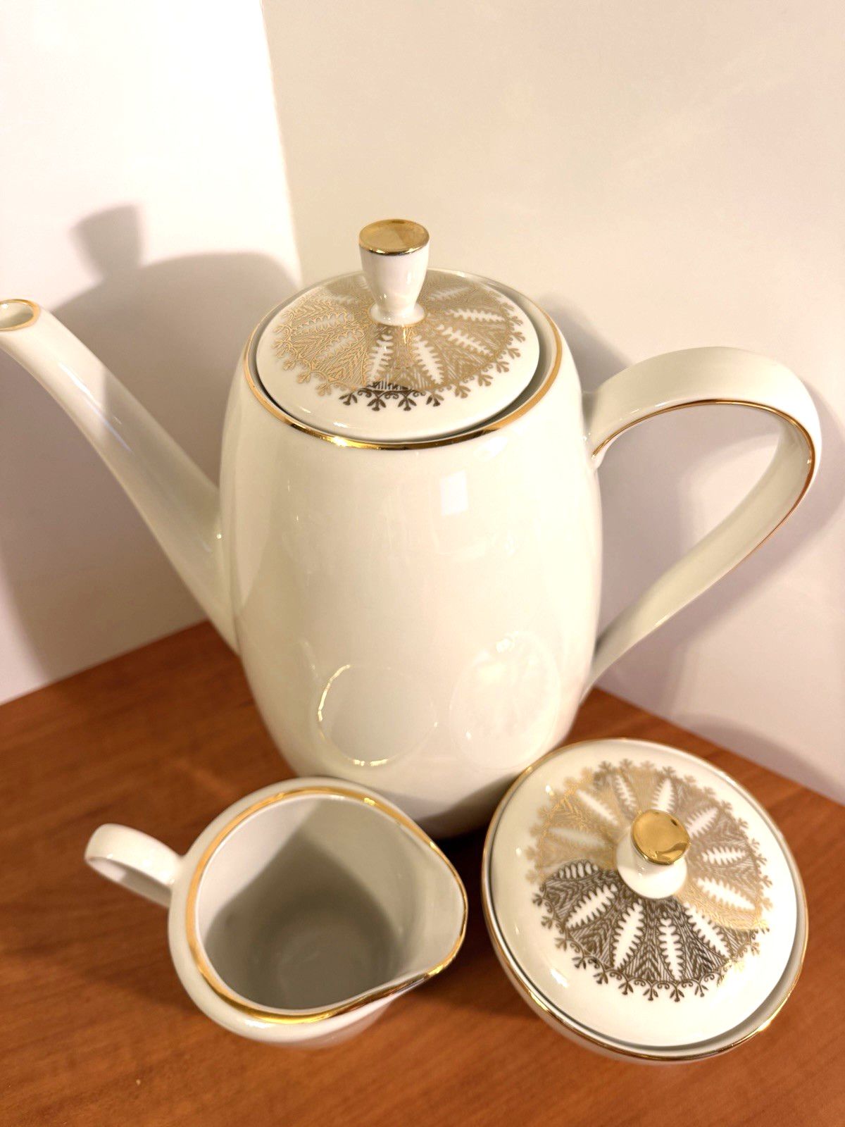 Winterling Kirchenlamitz Bavaria White Gold Coffee Server Set