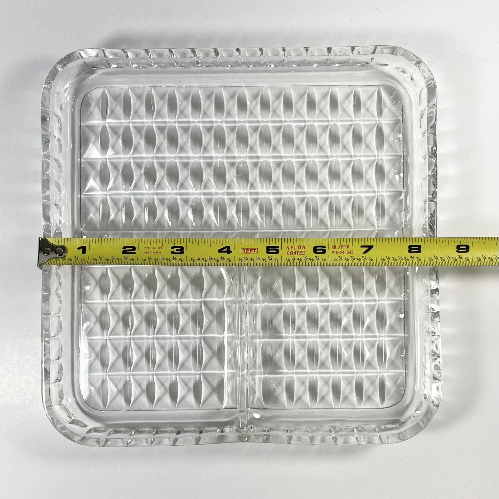 Jeannette Glass Co. WINDSOR DIAMOND Crystal Hard to Find 3 Part 8″ by 8″ Tray