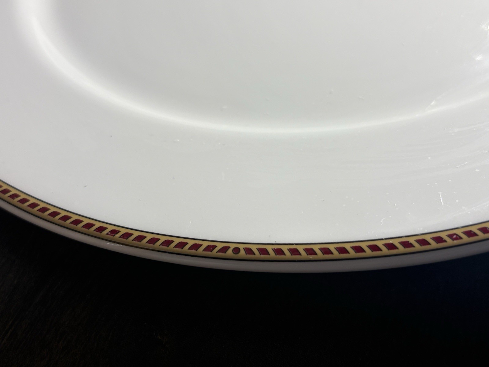 Fortessa Napa Bone China Charger Plate 12” Red & Gold Geometric Border