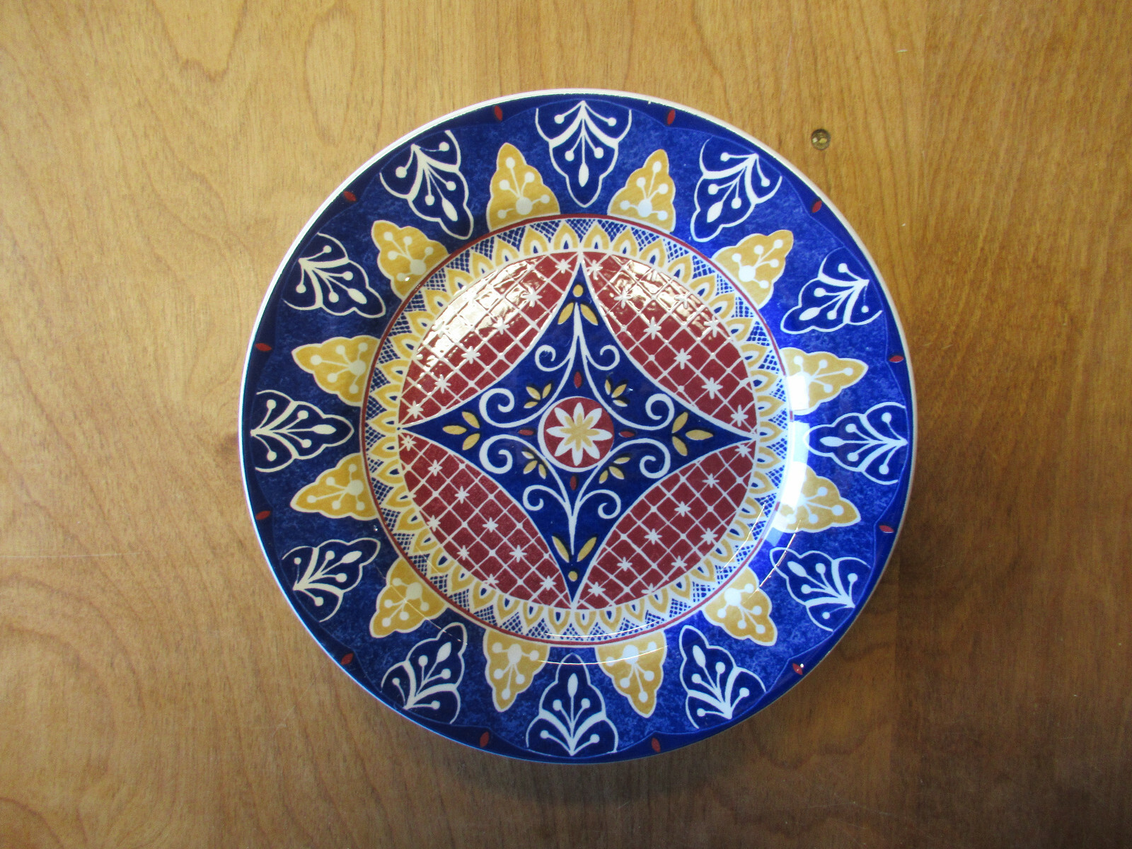 Pier 1 VIZCAYA Dinner Plate 10 1/8″ Blue Rust Gold 1 ea 6 available