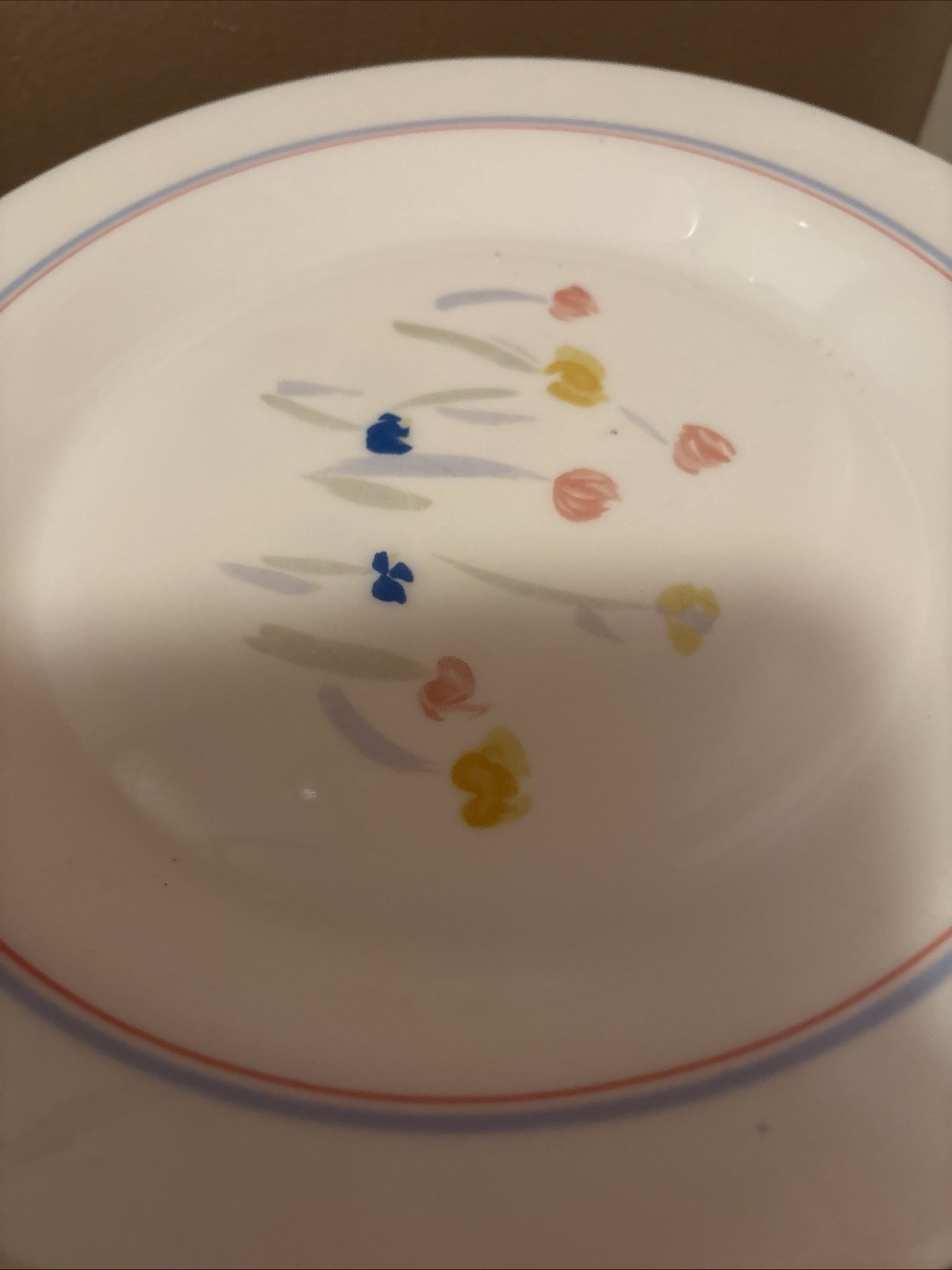 ARCOPAL France PASTORAL Vtg. Milk Glass 4 Salad 4 dinner, 3 soup bowls 4 Mugs