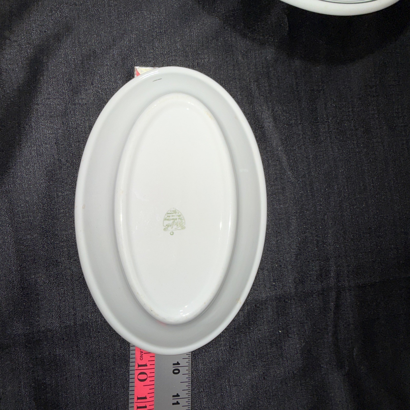 15.5” Sterling Vitrified China Restaurant Ware Green Oval Patter Plate Lot Of 3