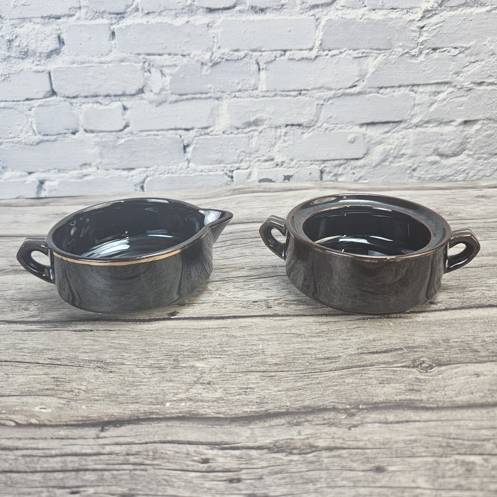 Vintage Creamer and Sugar Bowl/Cup Set Japan Brown
