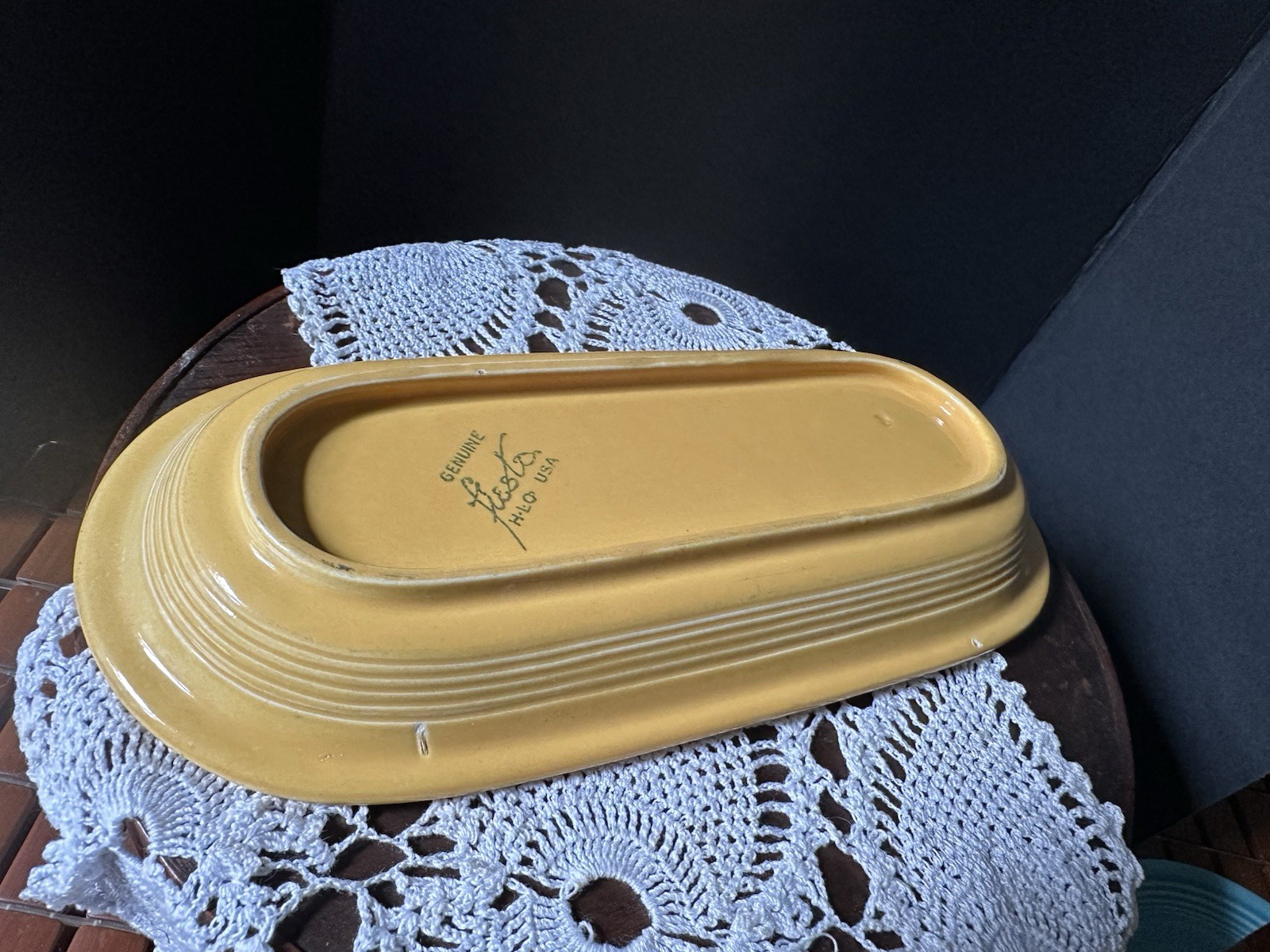 Vintage Fiesta Yellow Utility Tray Relish Tray 10 1/4″ 1936-1946