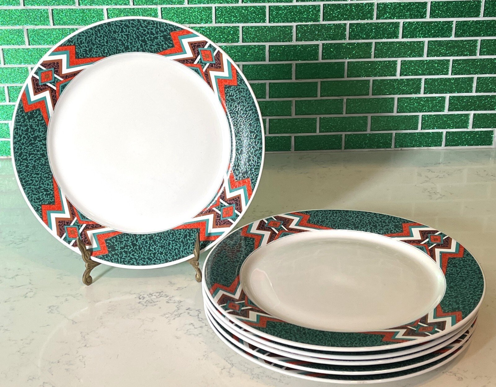 Lot of 6 Gibson Housewares Mojave Design Southwest 11-3/4 inch Dinner Plates