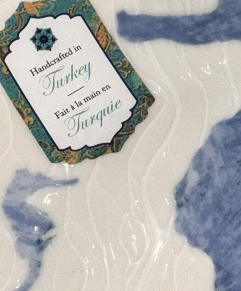 x4 Intesa Blue Seahorse Salad Side Plate Set Ocean Beach Reef Coastal Turkey 8″
