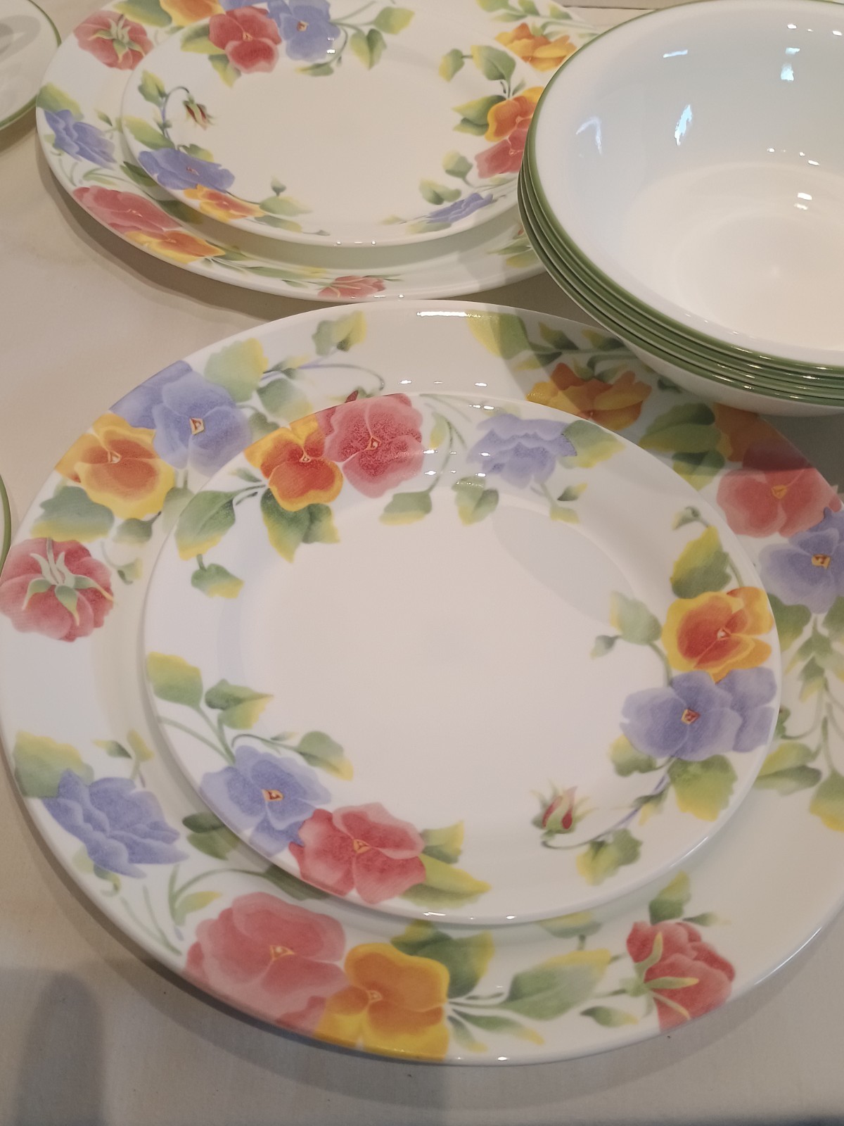 20 Pc Corelle Summer Blush Pansy Service For 4 Set Floral Retired