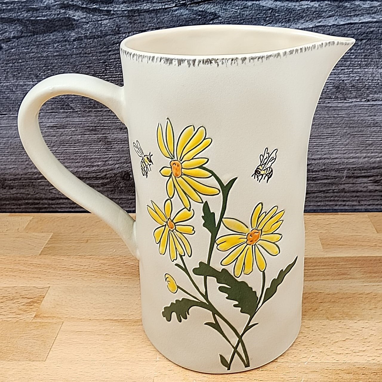 Daisies and Bee’s Summer Embossed Pitcher Decorative Floral Home by Blue Sky