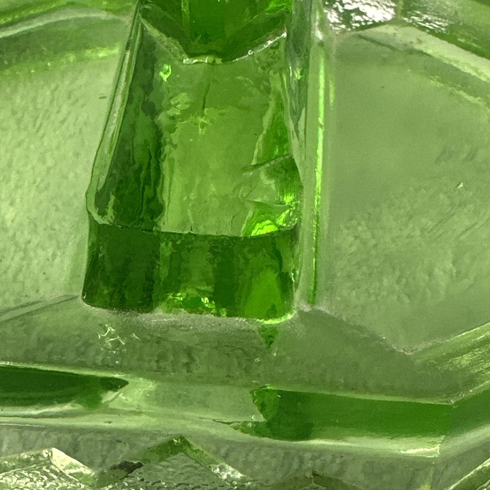 Vintage Vaseline Glass Art Deco Salt Pepper Shaker Caddy Uranium Glow SEE CHIP