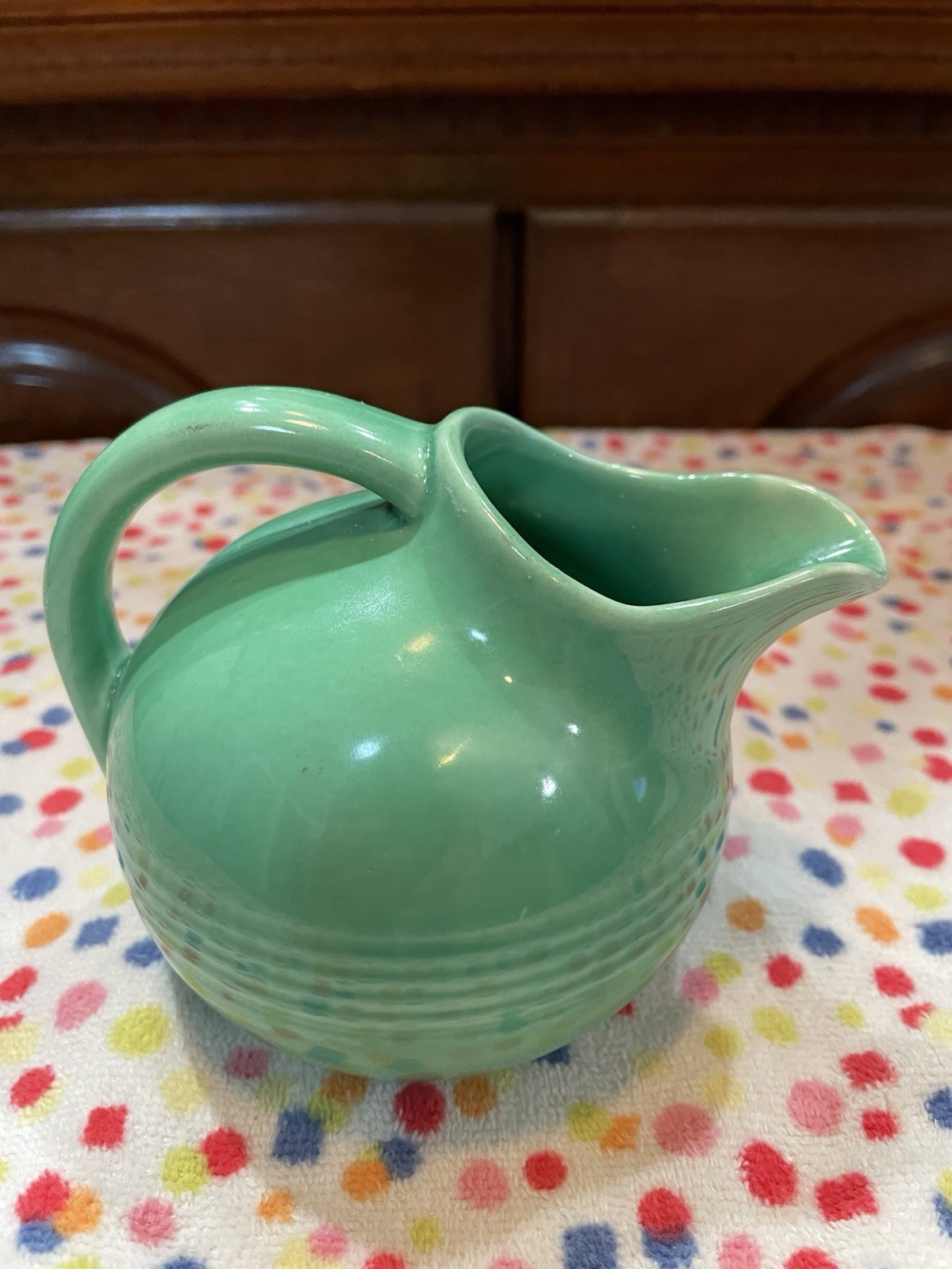 Homer Laughlin Harlequin Novelty Creamer Original Green Vintage HTF Free Ship