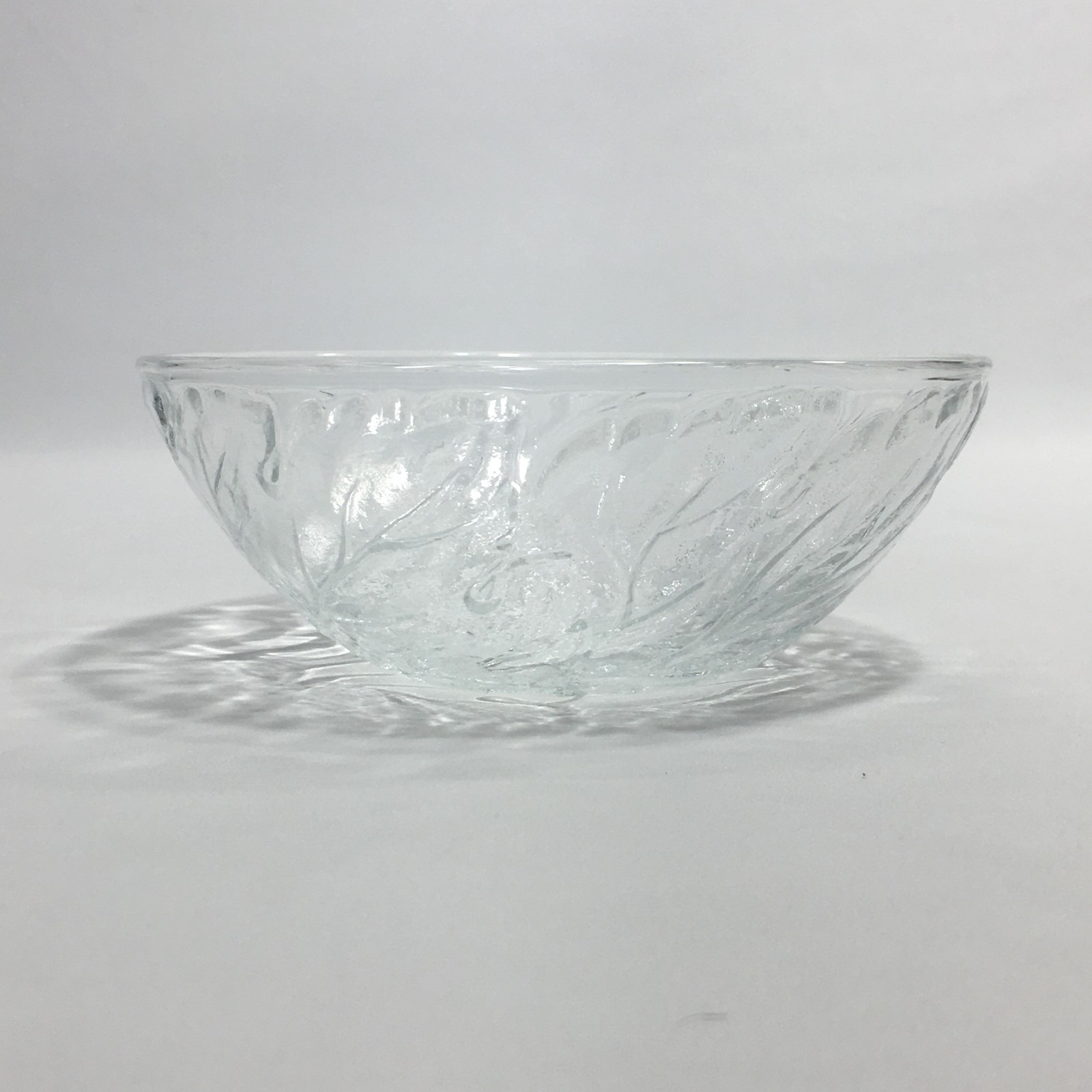 3 KIG Indonesia Vintage Embossed Salad Bowl 6″ Clear Glass Harvest Grape