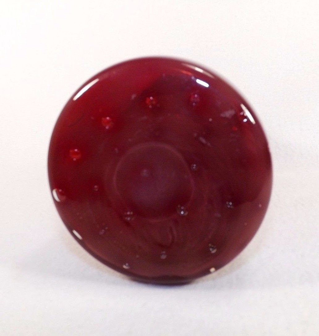 FREE FORM HAND BLOWN 9 1/2″ CONTROLLED BUBBLE PINCHED SIDES RUBY VASE BLENKO?
