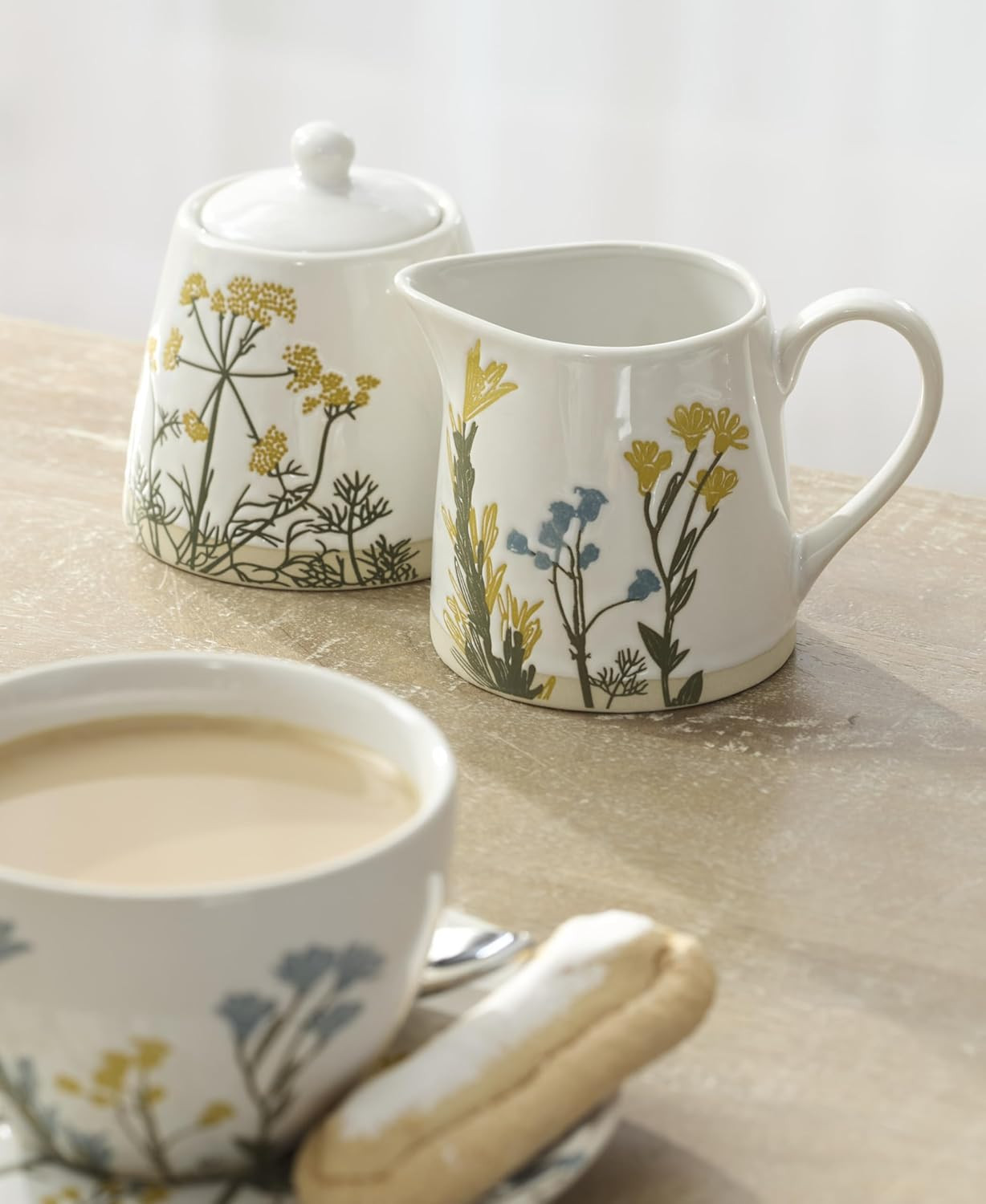 Kitchen and Dining, Wildflowers 2-Piece Sugar and Creamer Set, Stoneware Materia