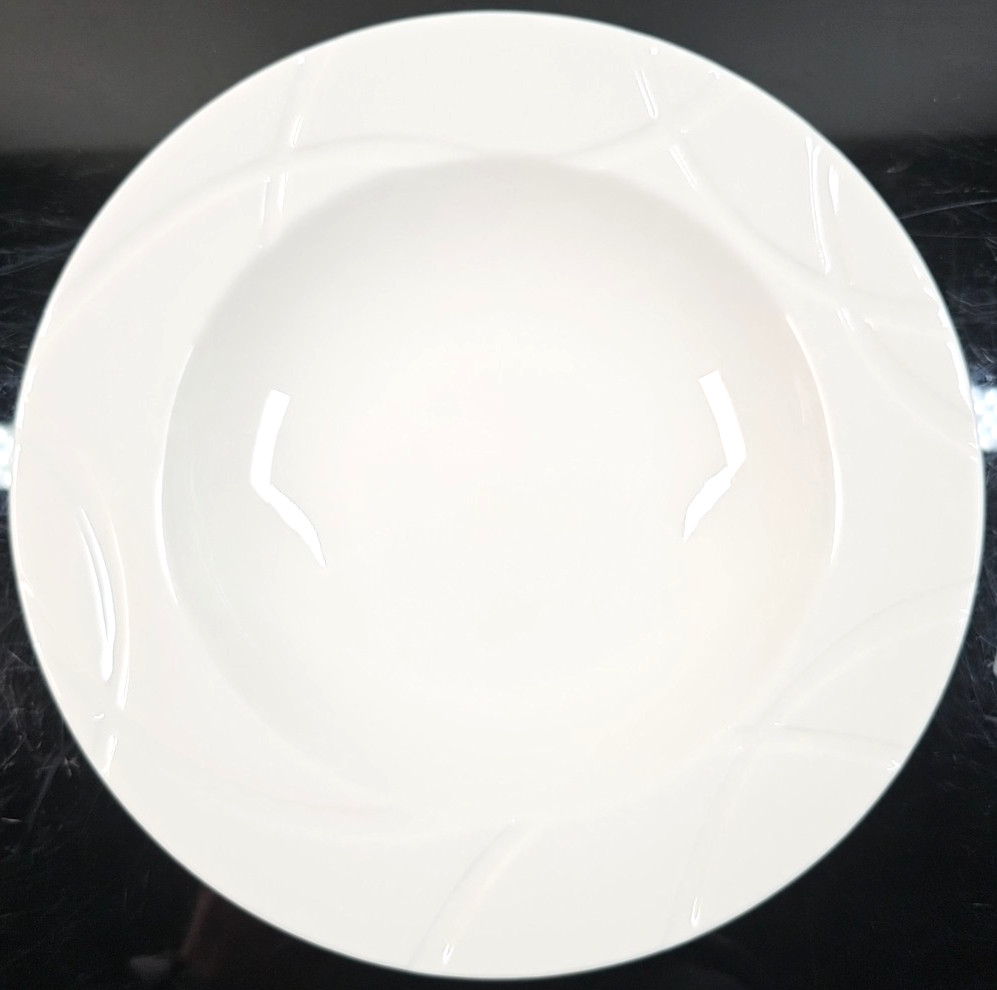 6 Lenox Vibe Rim Soup Pasta Bowl Set White Swirled Elegant Table Dining Dish Lot