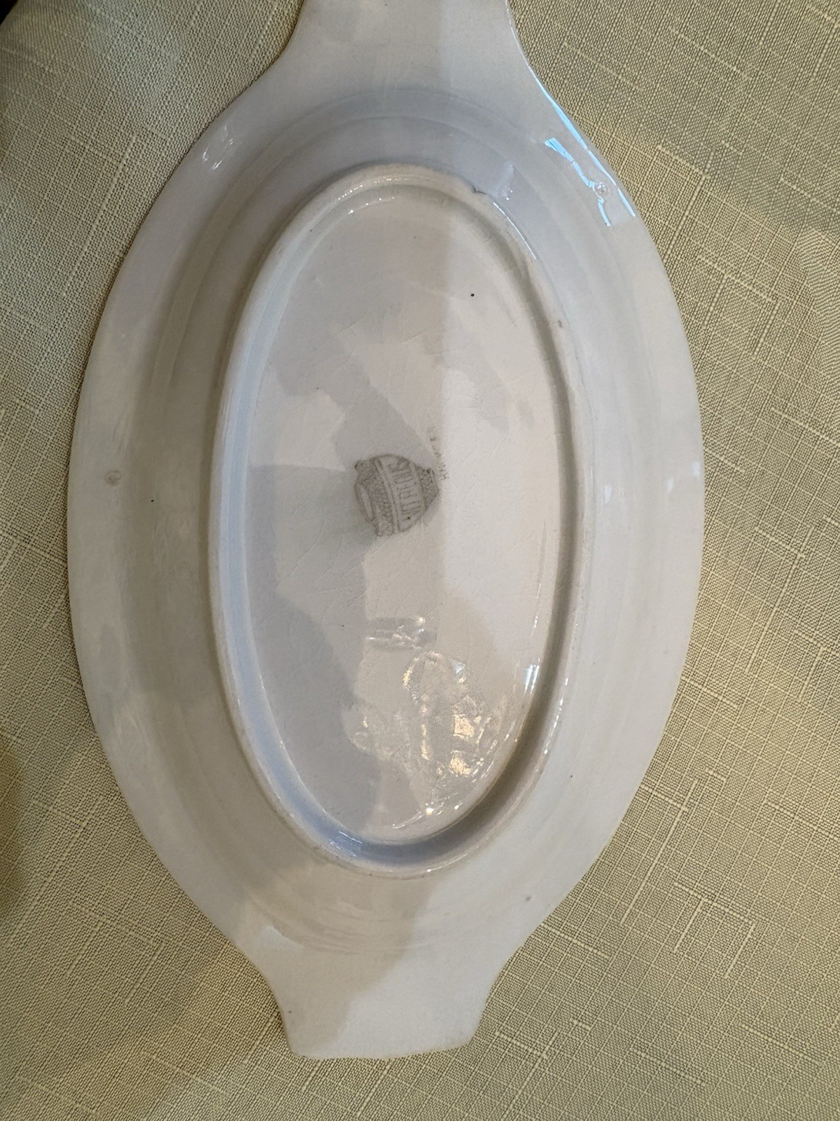 Oval Porcelain Serving Dish Floral Pattern Gold Trim White Pink Green Glossy