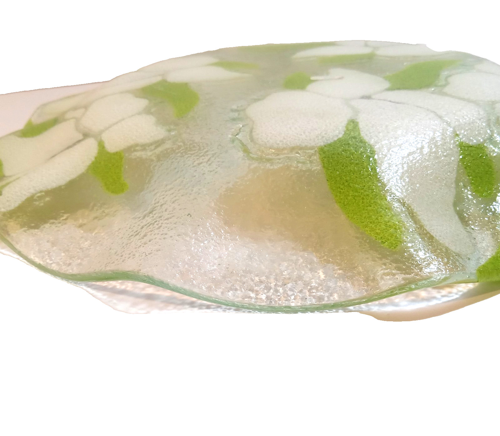 Sydenstricker Floral Fused Glass Plate Round 13.5″ Clear Artisan Home Decor