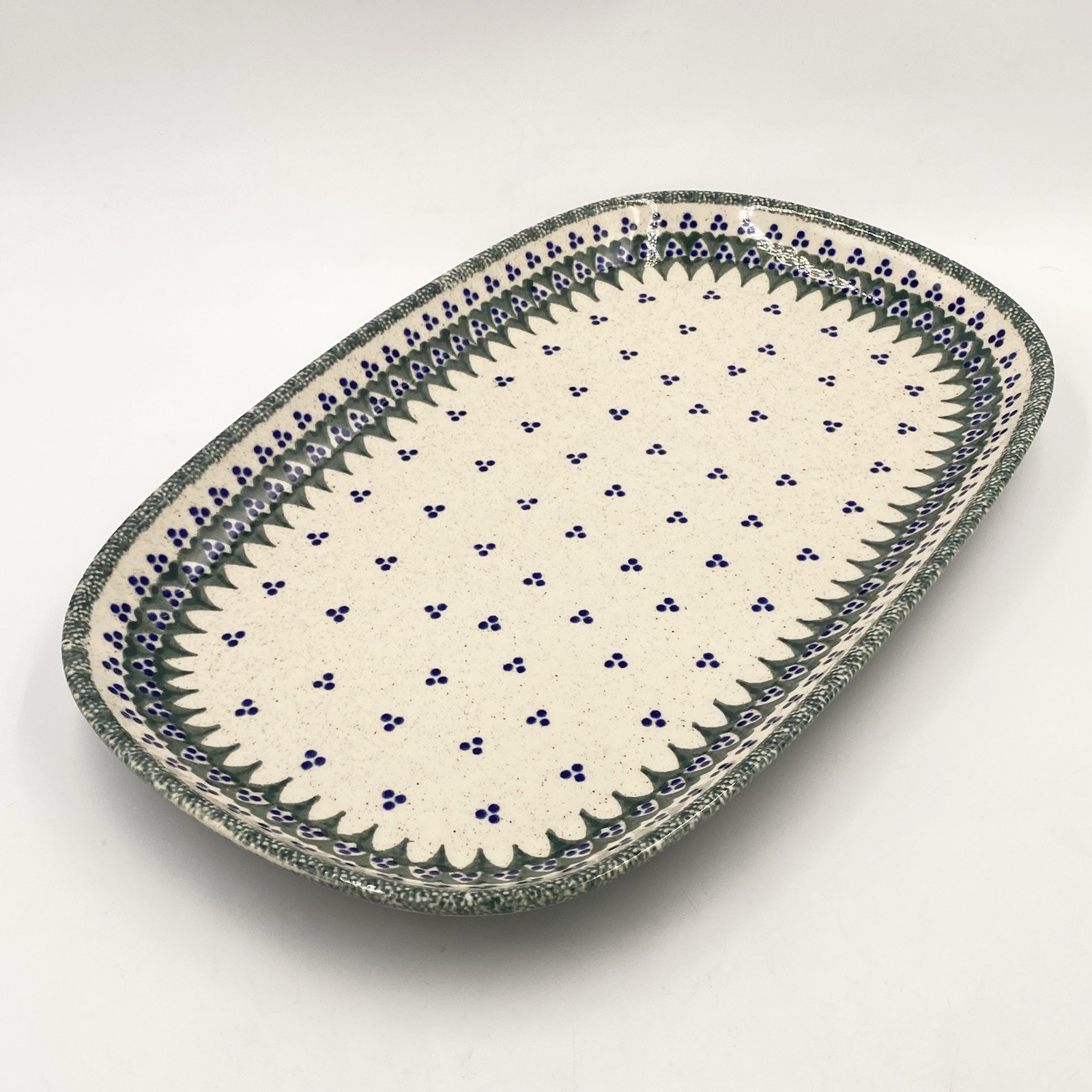Teresa Beach Imports CERAMIC SERVING PLATTER Polish Pottery 14.5” X 9”
