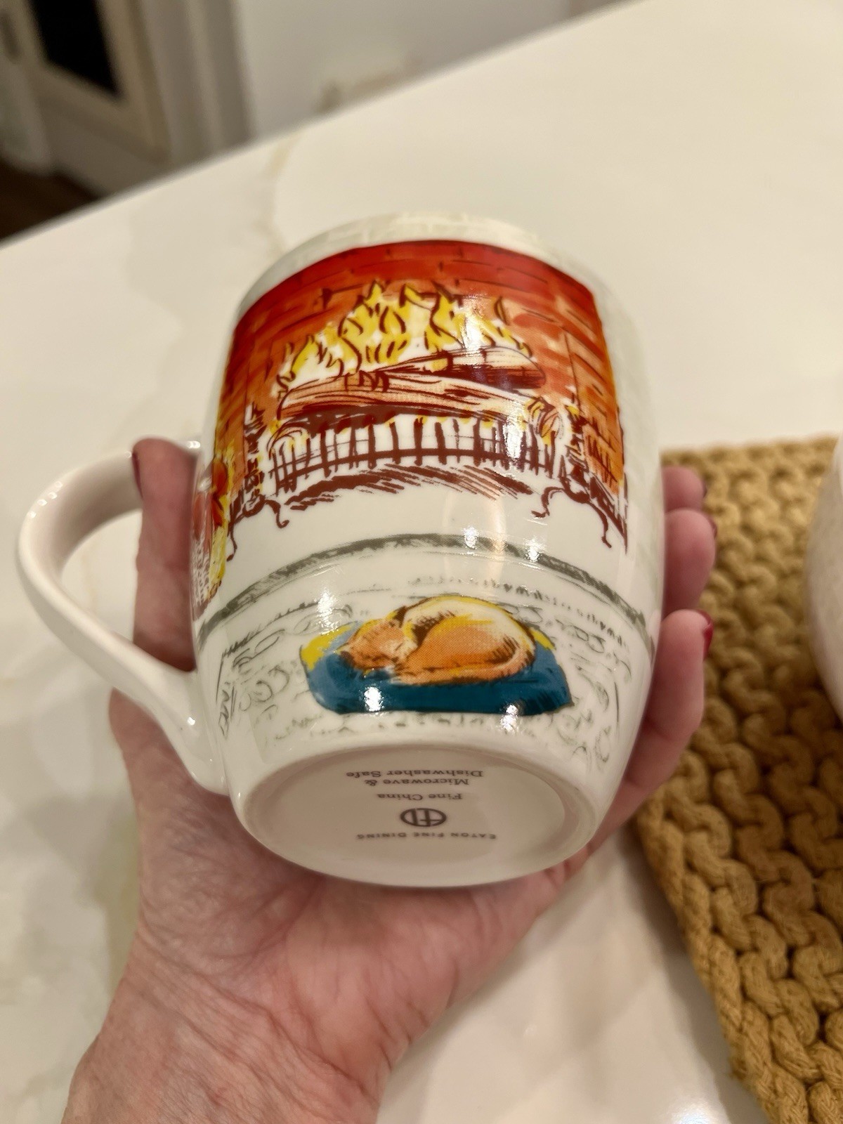 Eaton Fine Dining Christmas Mug and Bowl Set Fireplace Stockings Holiday