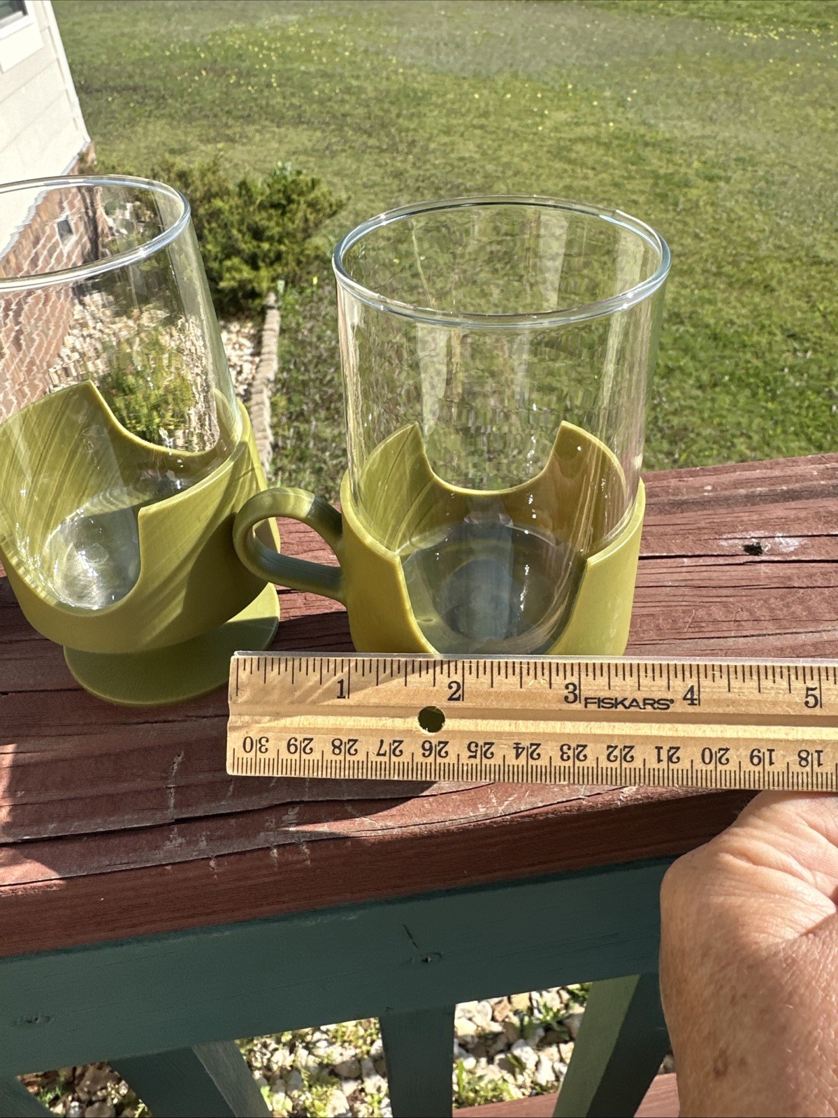 Vintage Corning Green Glas-Snap Mugs Cups Large 12oz Hot/Cold Set of 3