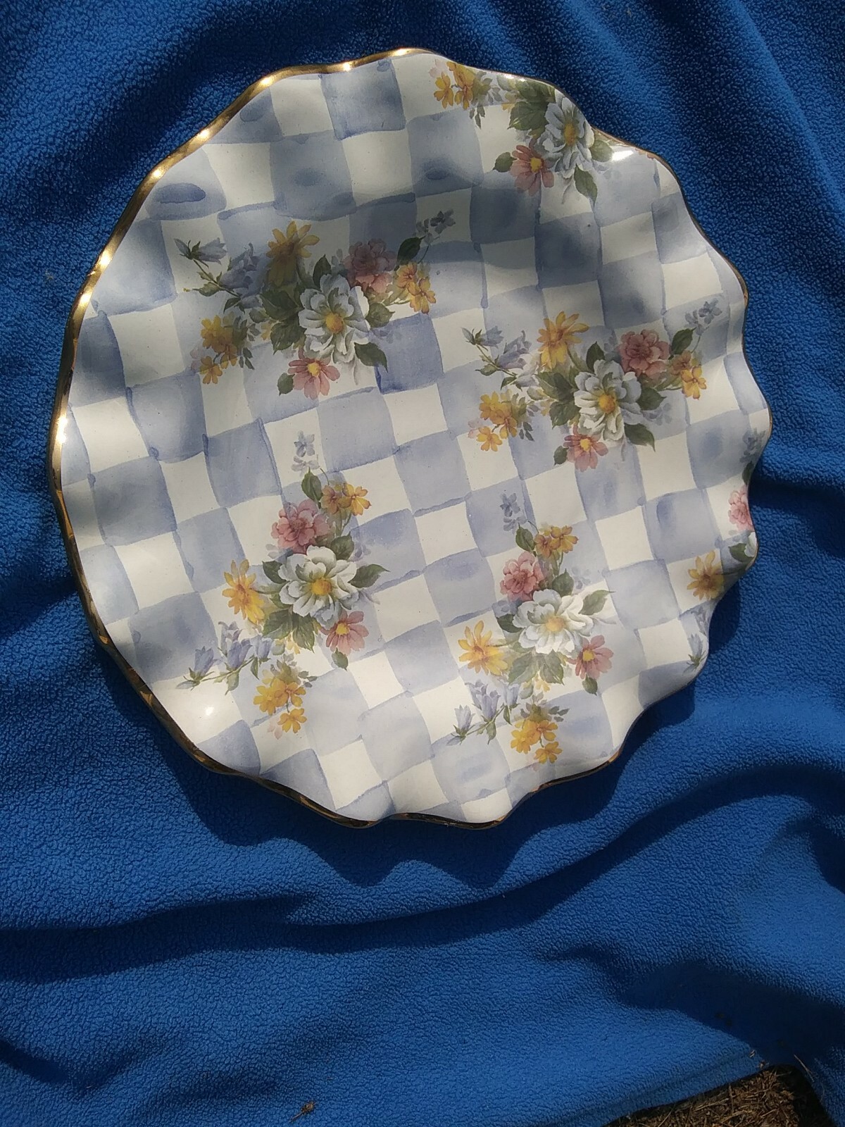 Mackenzie Childs morning glory 11″ DINNER PLATE FLUTED gold MACKENZIE McKenzie