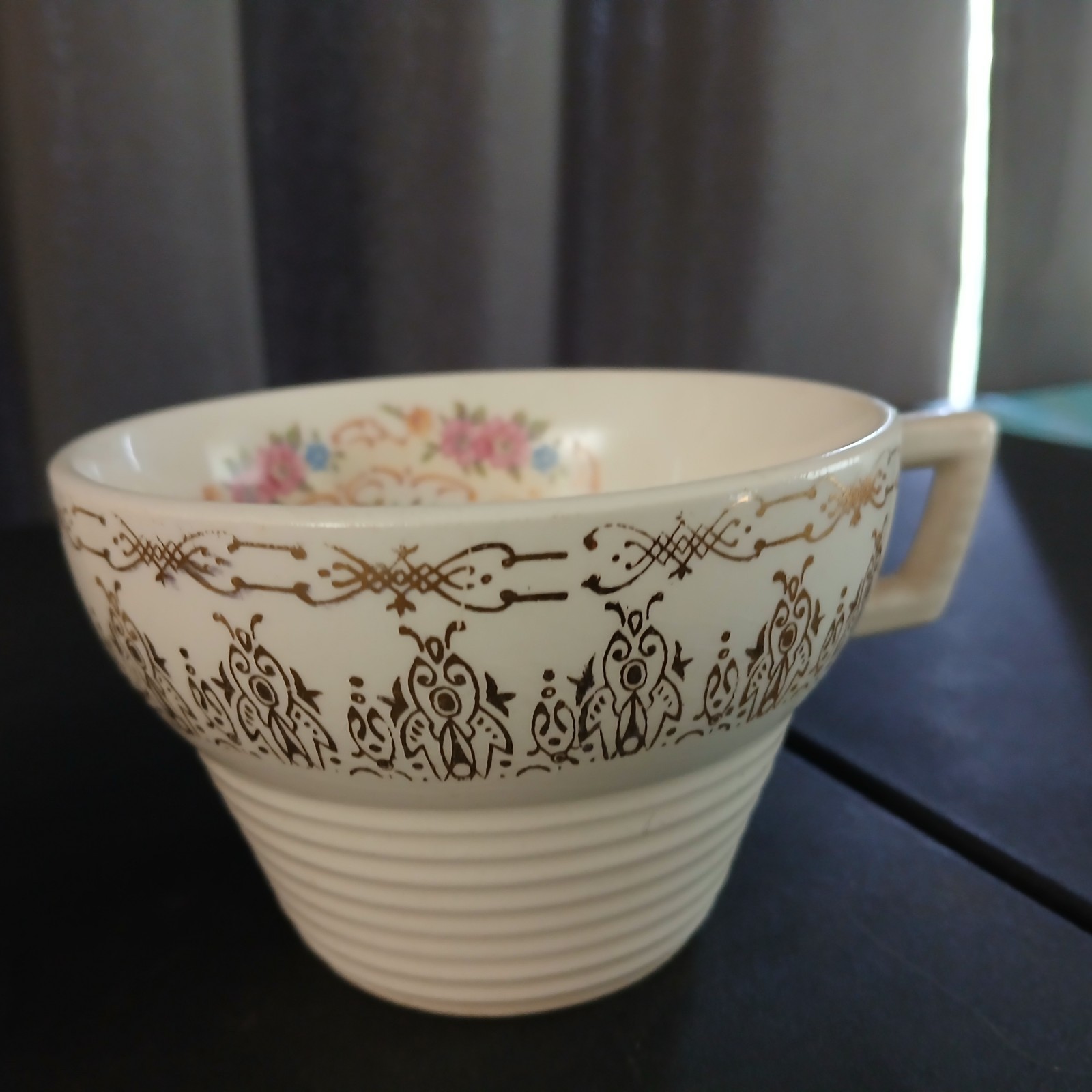 Vintage Triumph American Limoges Teacups set of 2 Norway Gold Floral