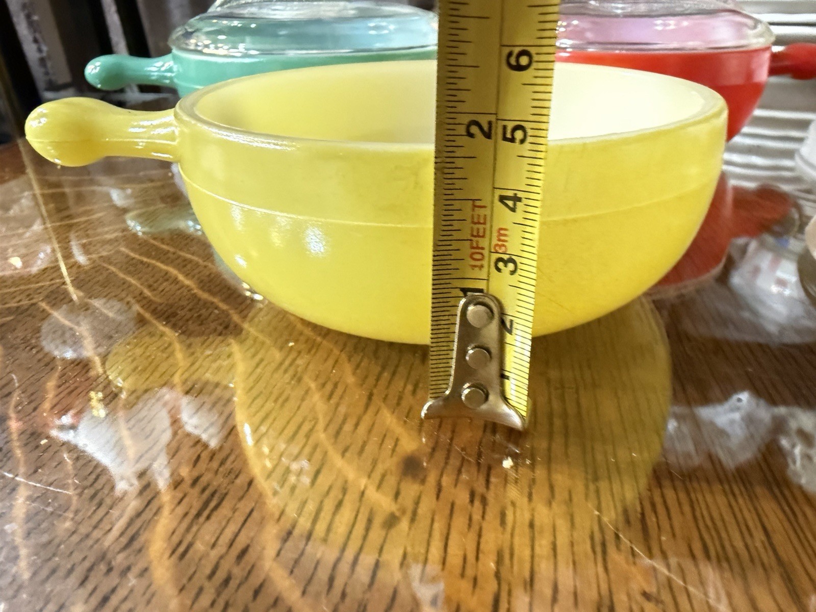 Vintage 1950s GLASBAKE #358 GLASS CASSEROLE BOWL SET OF 4 With 3 Lids
