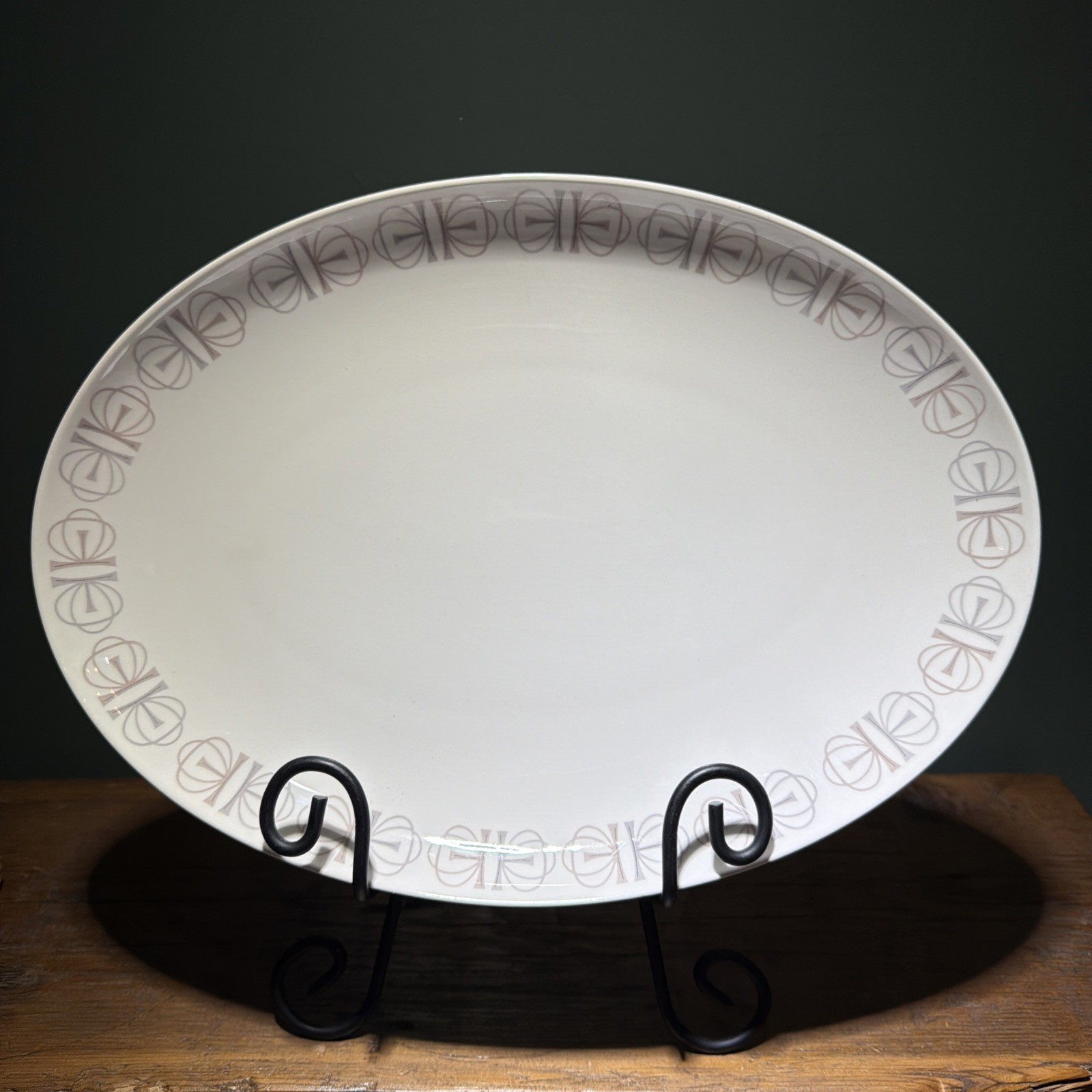 Franciscan Merry Go Round Oval Serving Platter 13” X 9.5” MCM Geometric Border