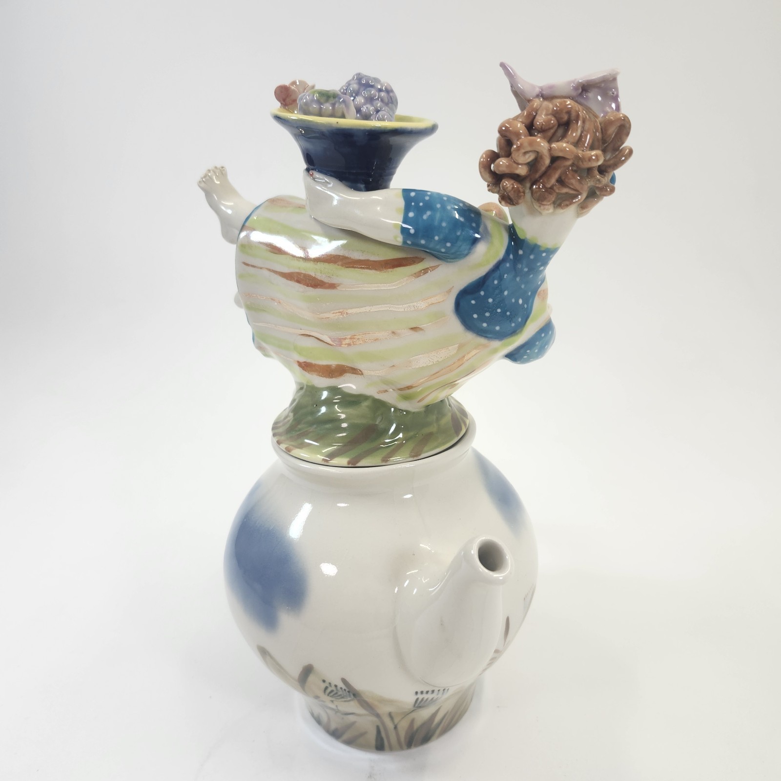 Julia Kirillova Teapot Signed 1997 Russian Studio Pottery Figural Art Whimsical