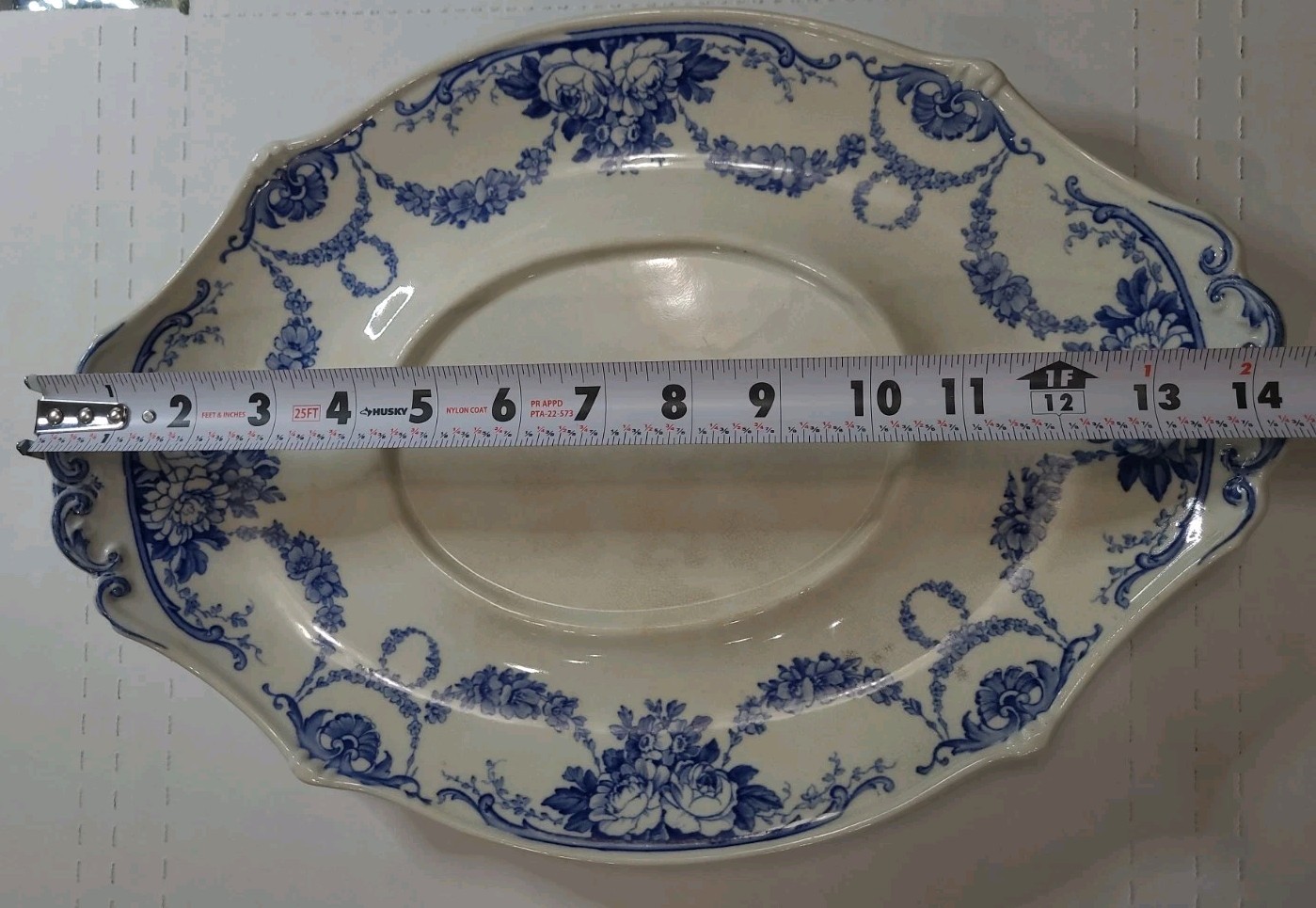 Antique Wedgwood Grosvenor Blue Flow 14.25″x10.25″Tureen Underplate Tray Platter