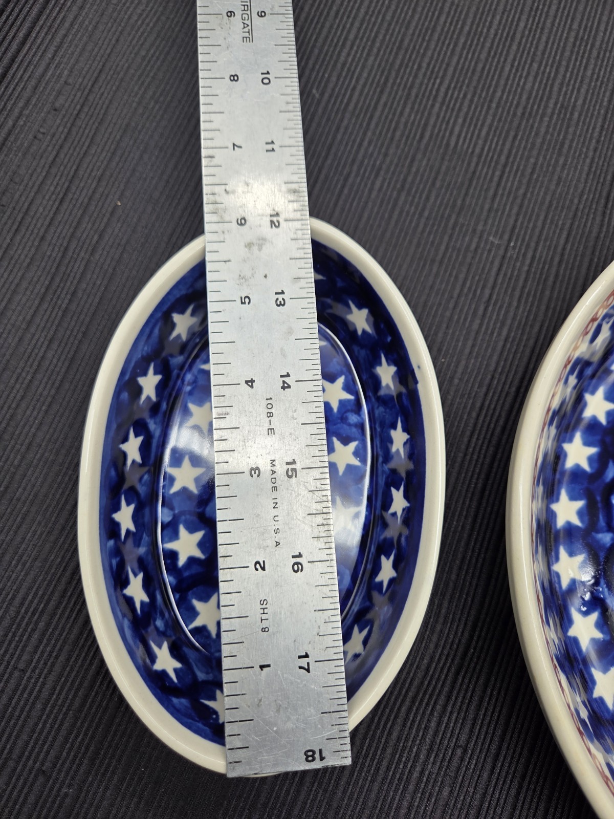 Vintage Boleslawiec Polish Pottery Stars 9.5″ Round Baker + Oval Dish VGC